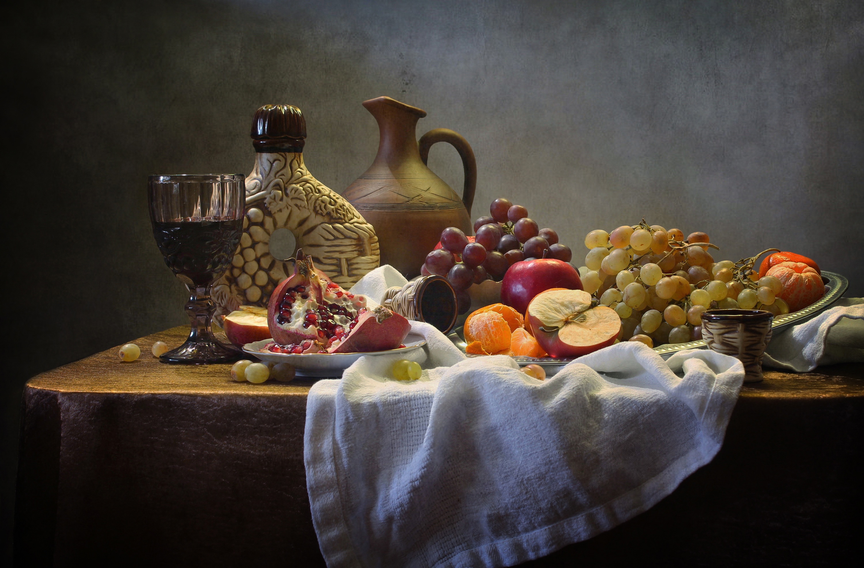 Handy-Wallpaper Wein, Glas, Frucht, Nahrungsmittel, Stillleben kostenlos herunterladen.