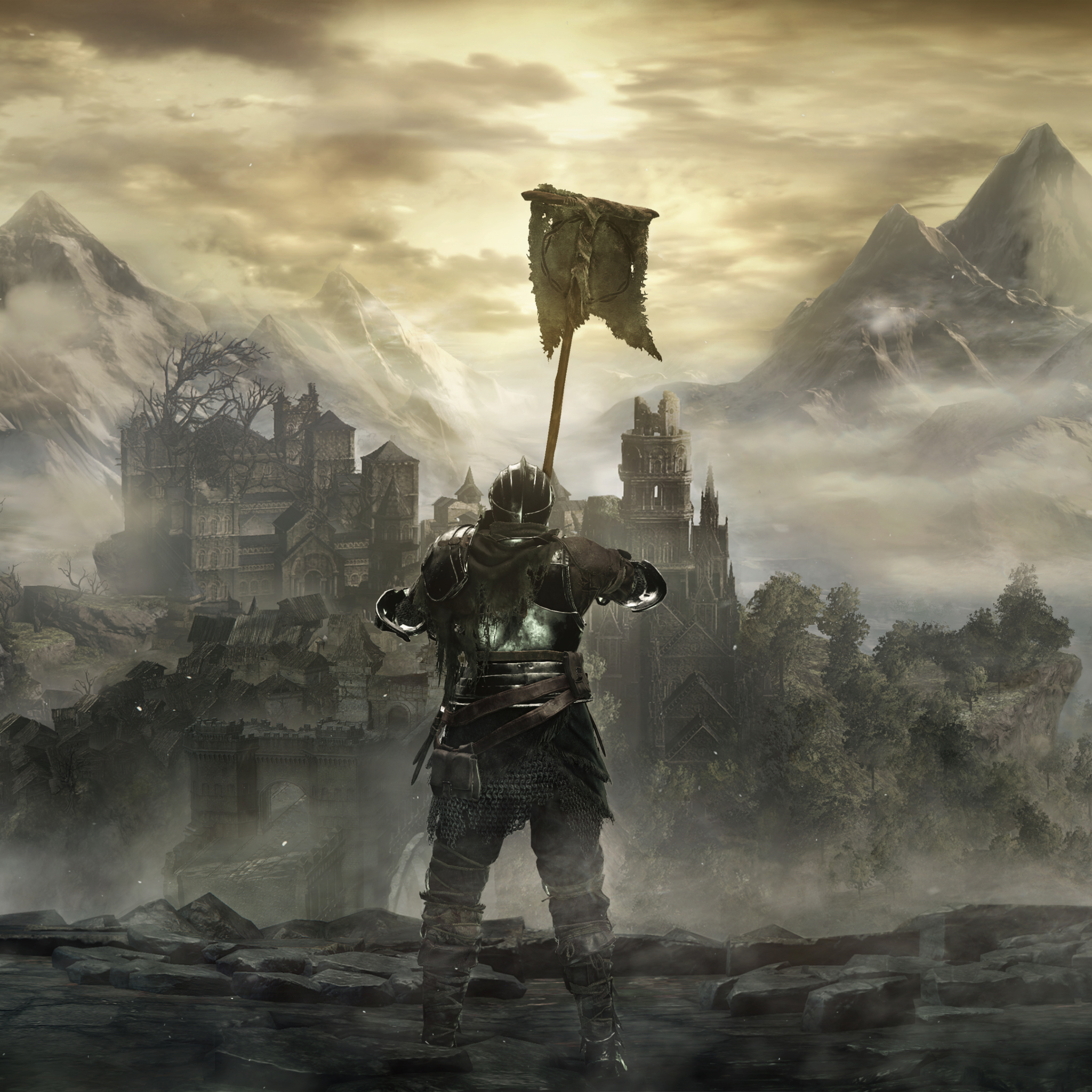 Laden Sie das Landschaft, Berg, Gebirge, Ritter, Rüstung, Computerspiele, Schloss, Dark Souls, Dark Souls Iii-Bild kostenlos auf Ihren PC-Desktop herunter