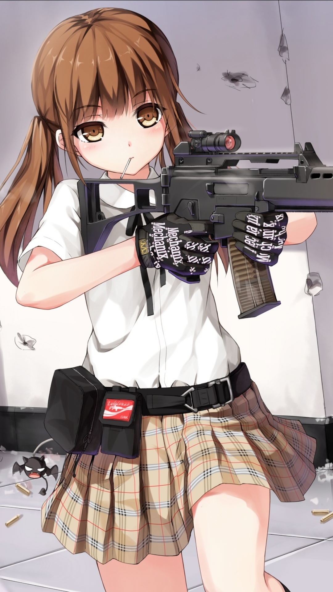 Download mobile wallpaper Anime, Girl, Gun, Rifle for free.