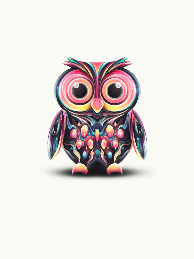 Download mobile wallpaper Owl, Colors, Artistic, Psychedelic, Minimalist for free.