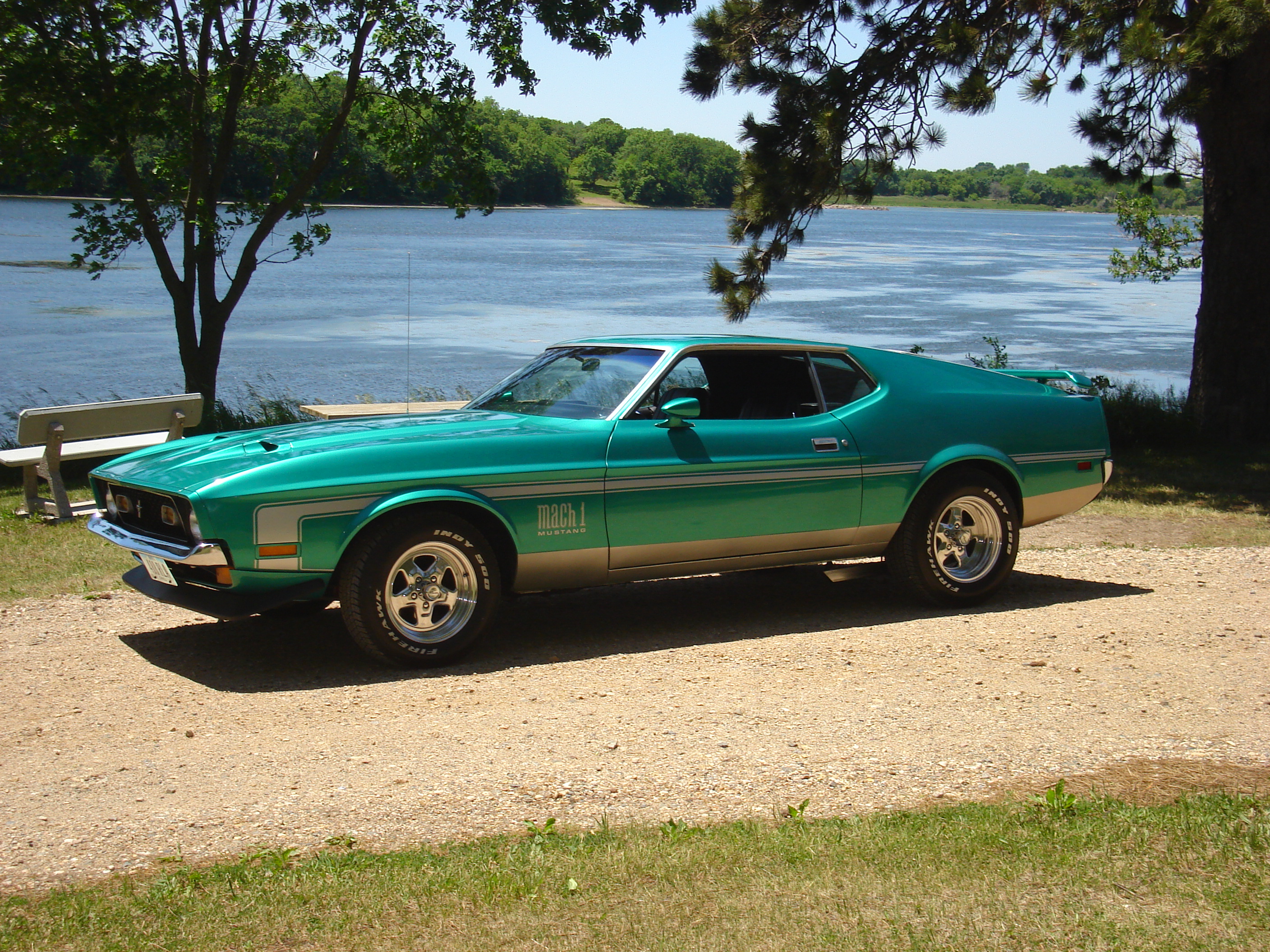 Download mobile wallpaper Ford Mustang Mach 1, Green Car, Muscle Car, Ford, Vehicles for free.