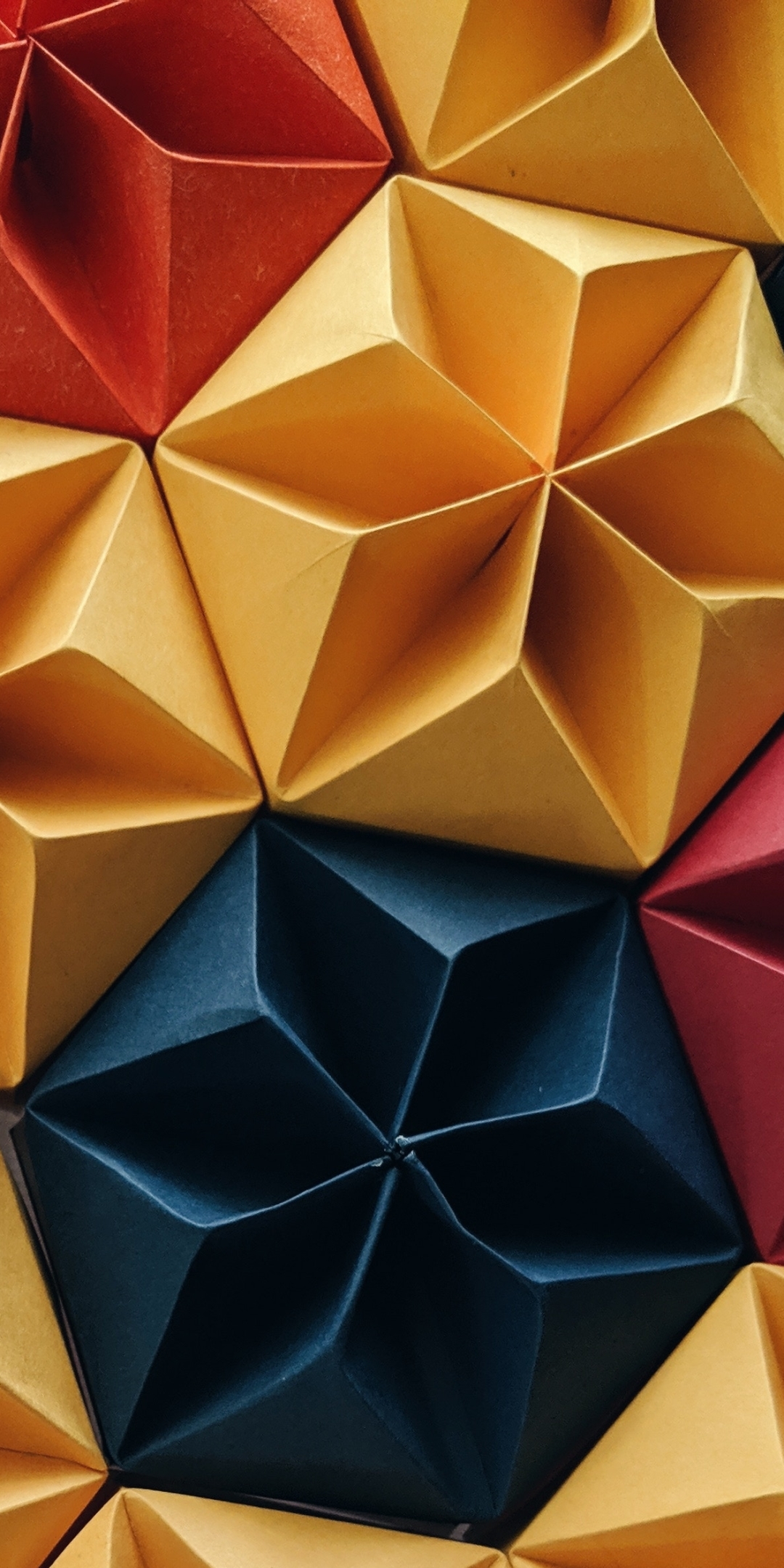 Download mobile wallpaper Pattern, Shapes, Triangle, Origami, Man Made for free.