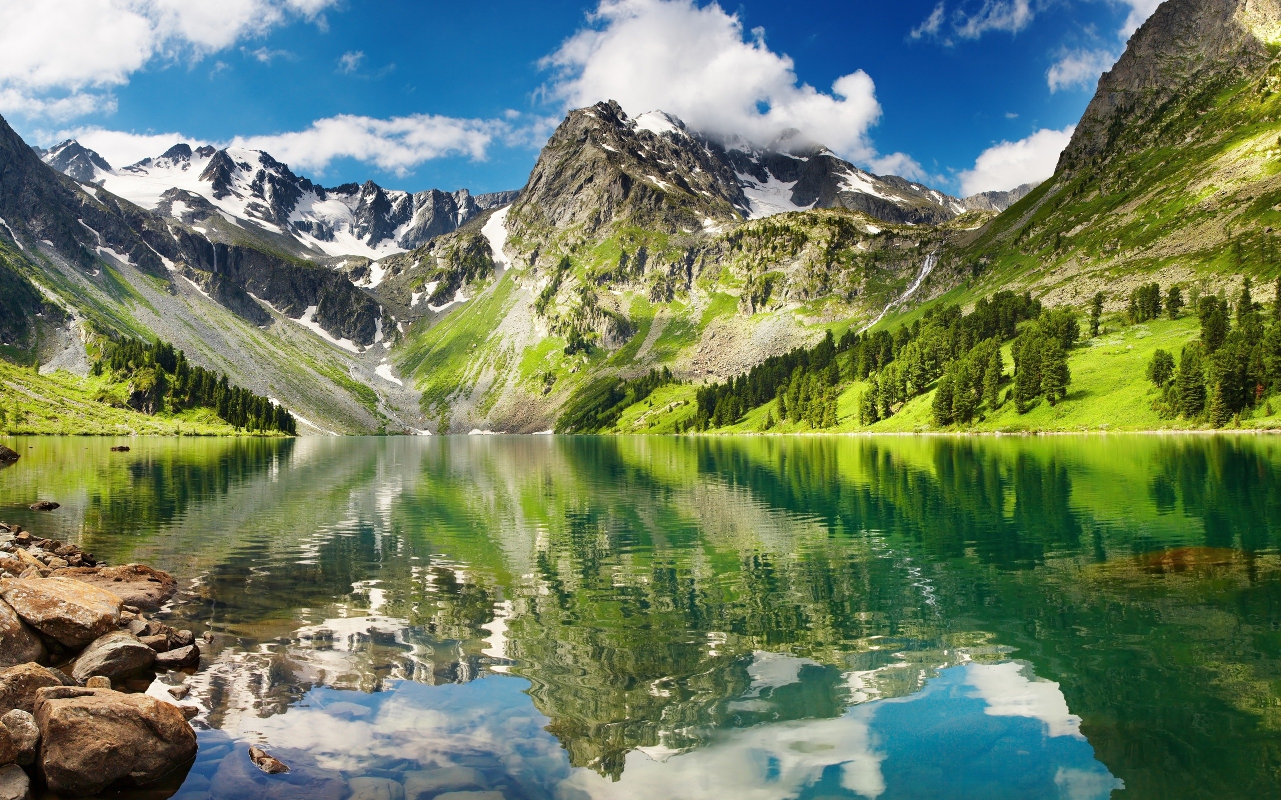 PCデスクトップに風景, 自然, 山脈, 湖画像を無料でダウンロード