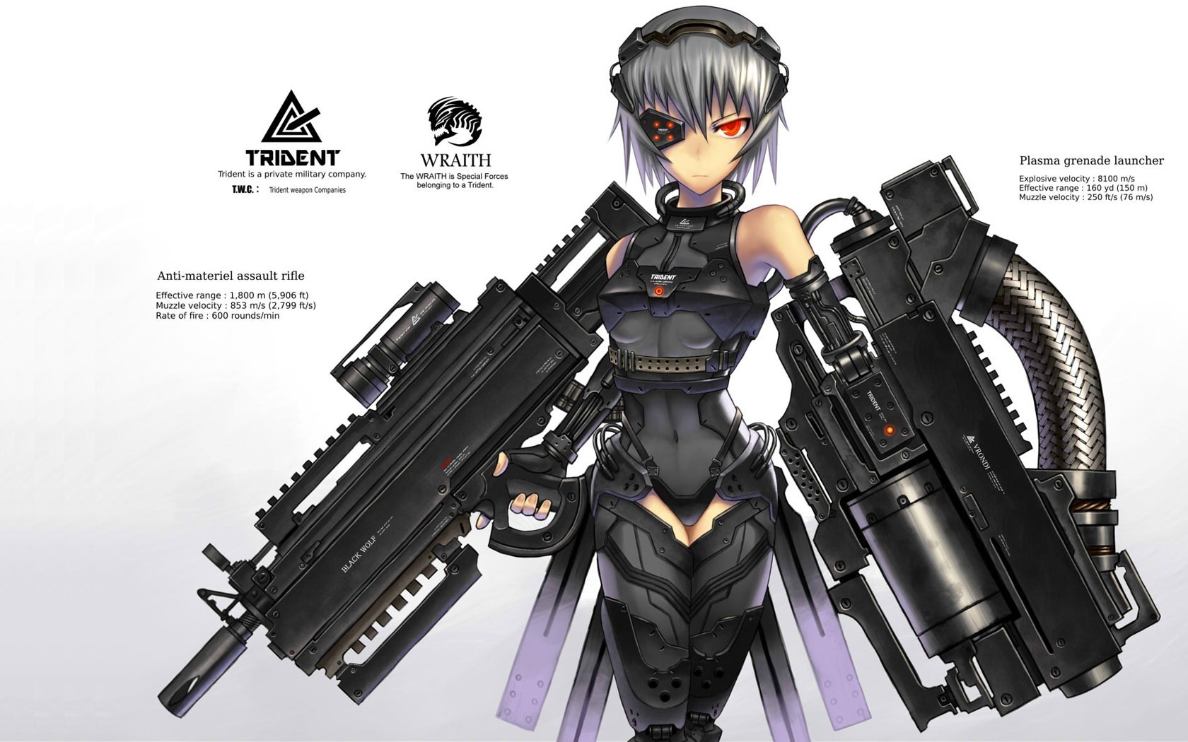 anime, pixiv: moefication of chemicals, gia, gun, moefication, trident