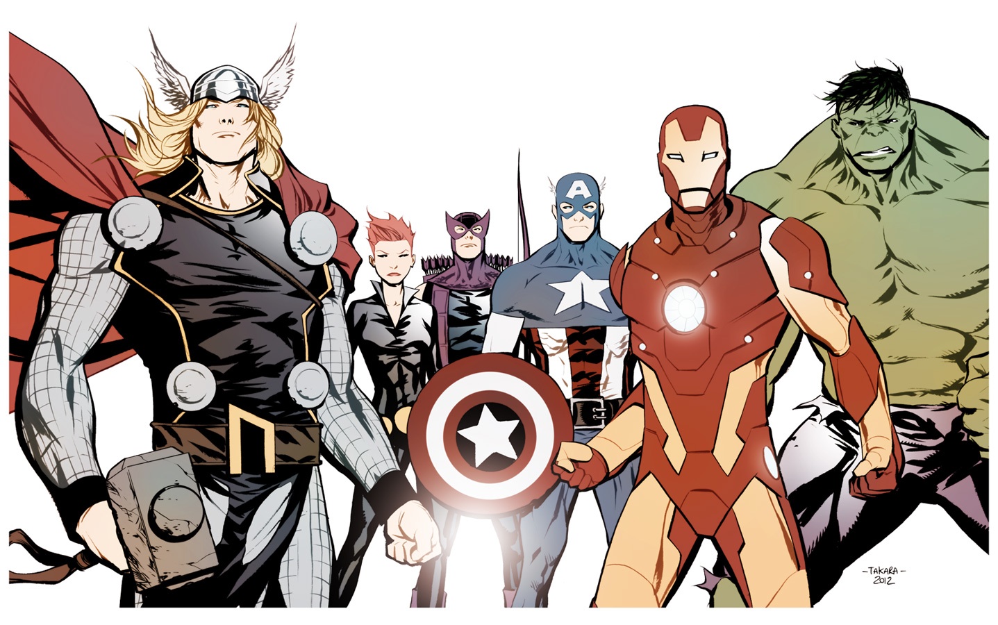 Скачать обои бесплатно Комиксы, Железный Человек, Капитан Америка, Мстители, Халк, Тор, Чёрная Вдова, Соколиный Глаз картинка на рабочий стол ПК
