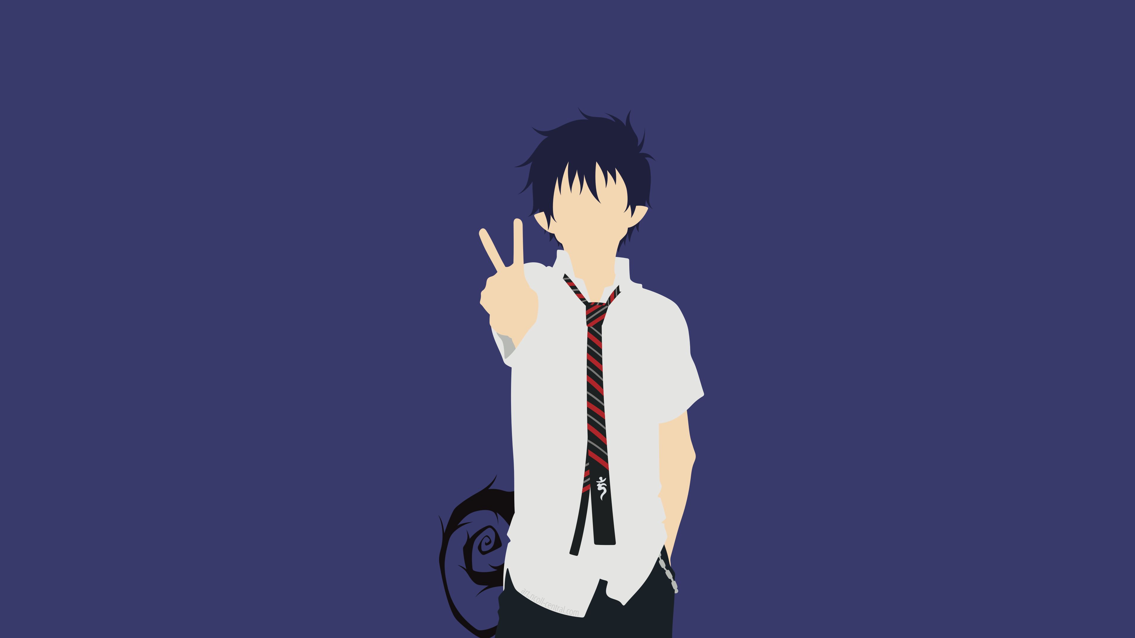 Download mobile wallpaper Anime, Tie, Minimalist, Blue Exorcist, Rin Okumura, Ao No Exorcist for free.