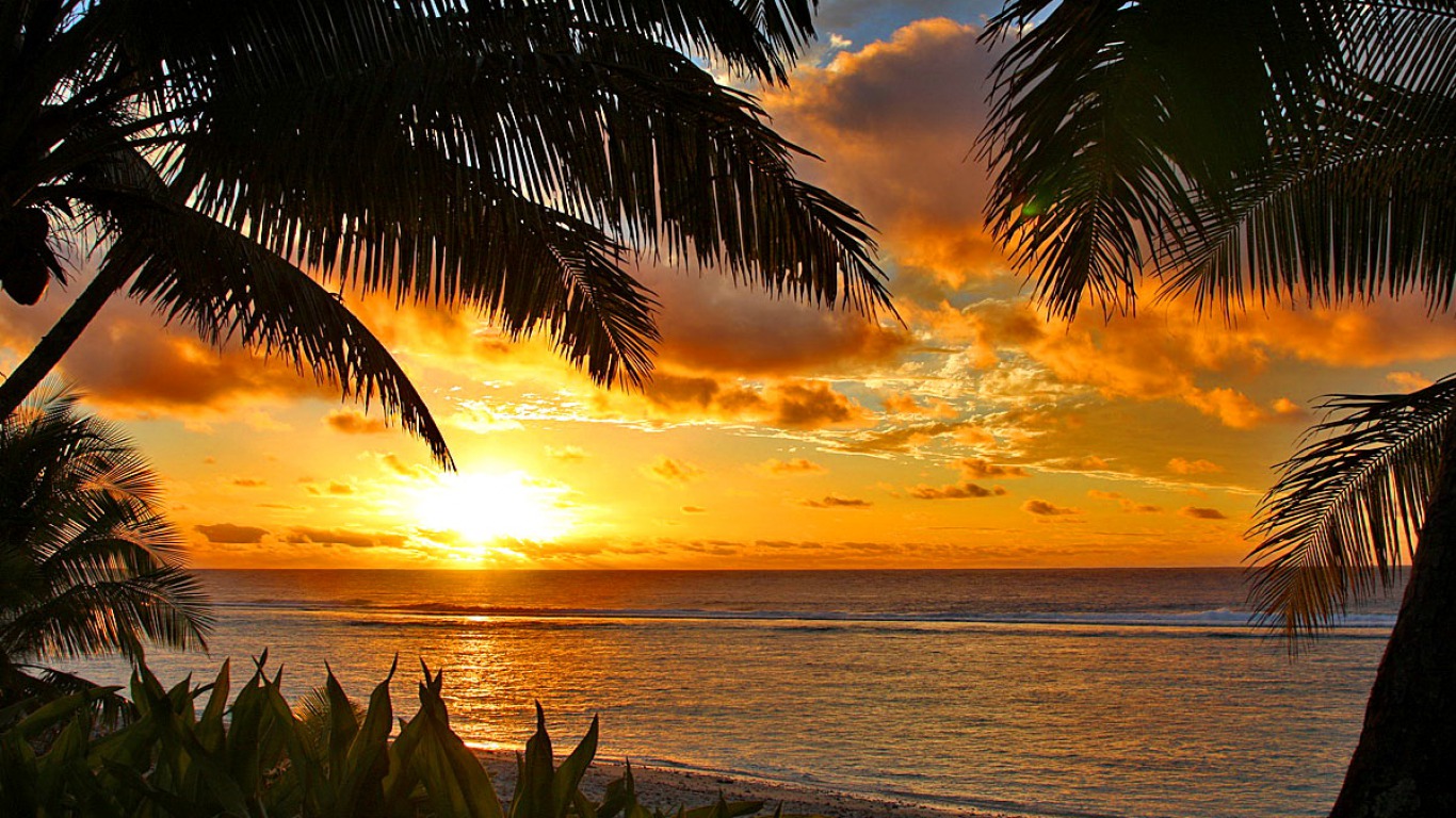 Free download wallpaper Sunset, Beach, Ocean, Earth, Tropical on your PC desktop