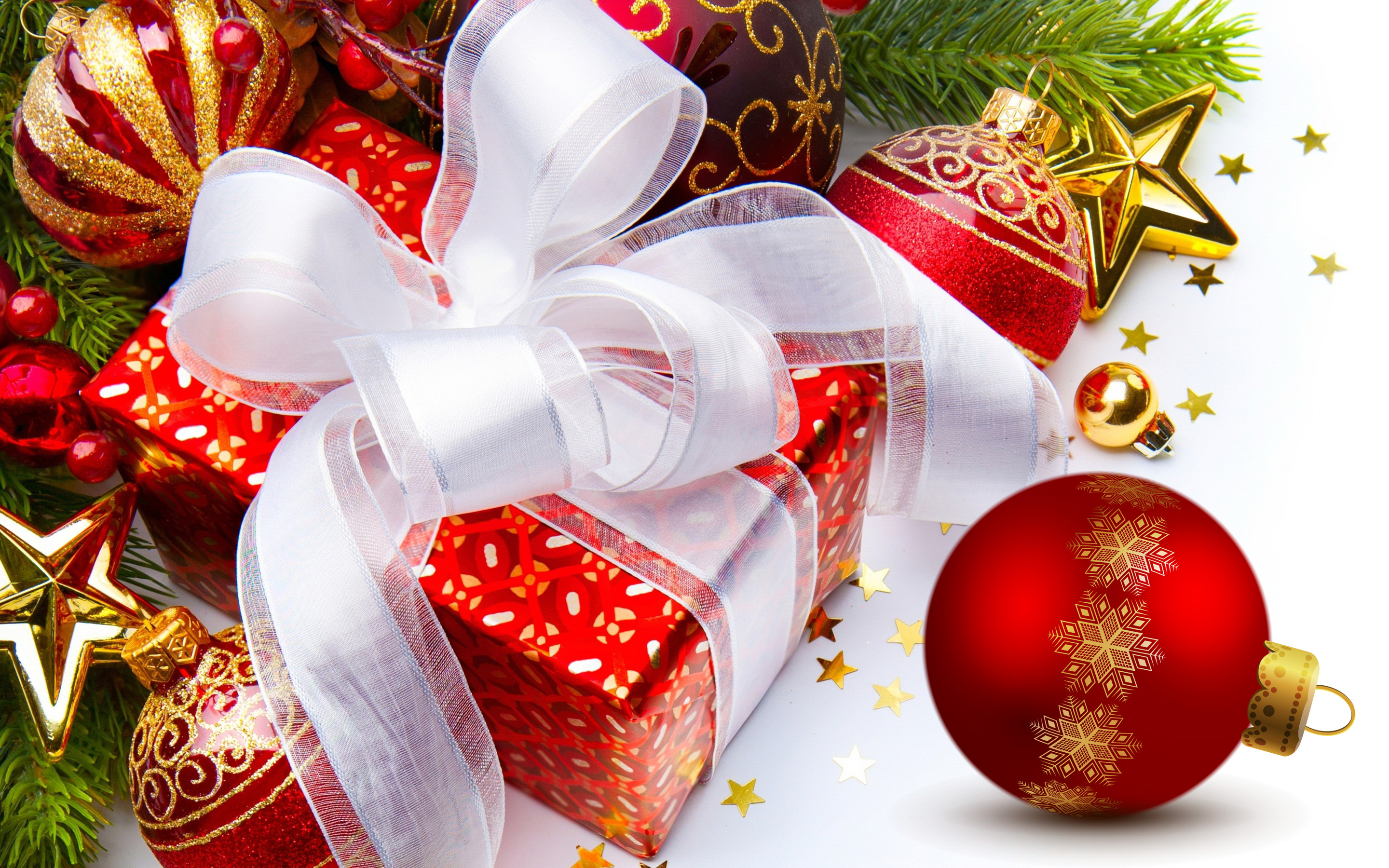 Téléchargez des papiers peints mobile Noël, Vacances, Cadeau, Décorations De Noël, Ruban, Etoile gratuitement.