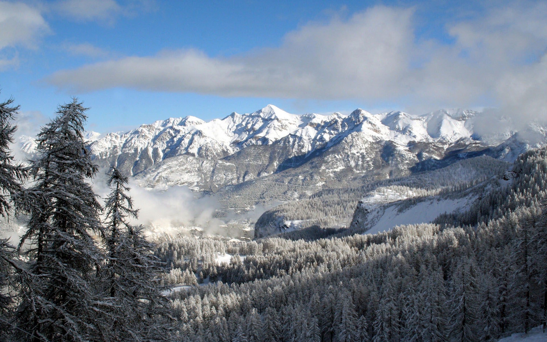 Free download wallpaper Mountains, Snow, Mountain, Tree, Earth on your PC desktop