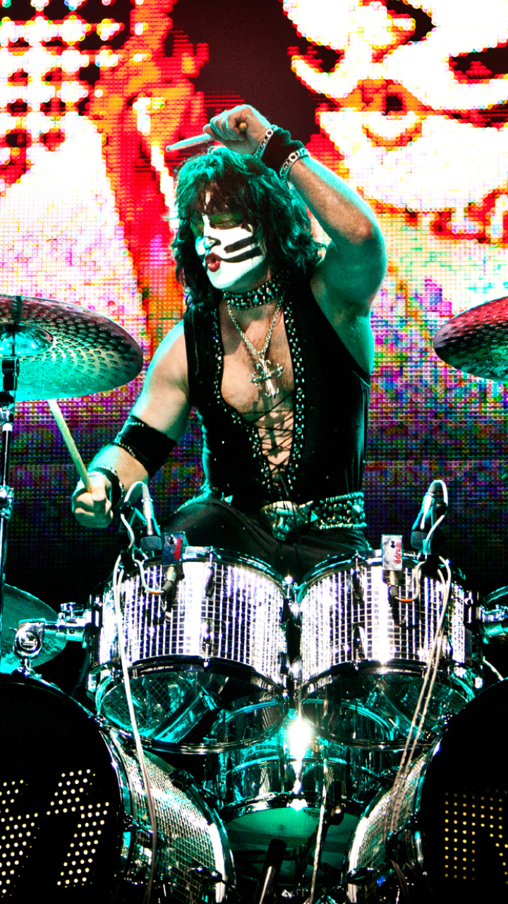 Download mobile wallpaper Music, Kiss, Drum Set, Peter Criss for free.