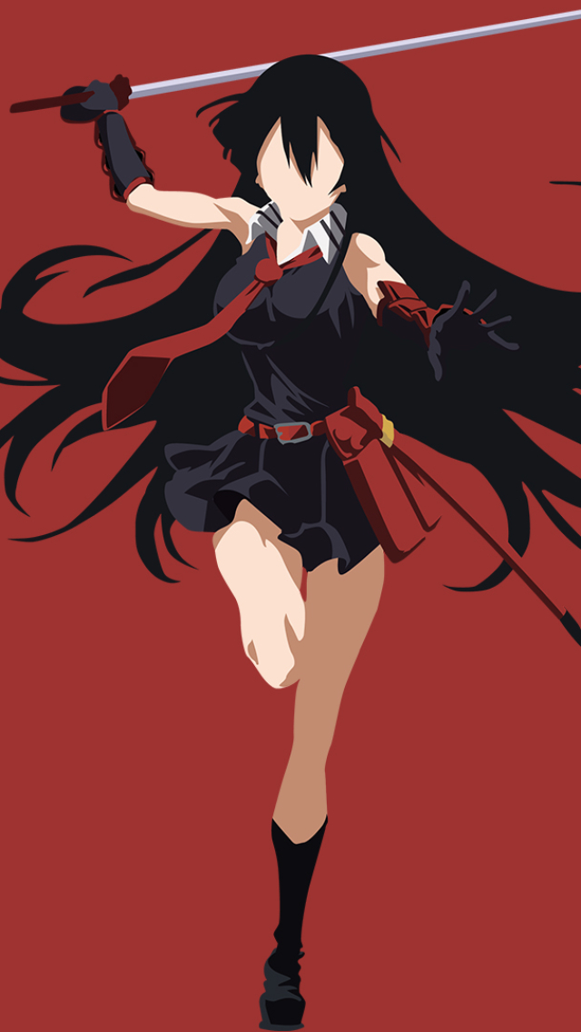 Download mobile wallpaper Anime, Skirt, Tie, Black Hair, Long Hair, Minimalist, Akame (Akame Ga Kill!), Akame Ga Kill! for free.