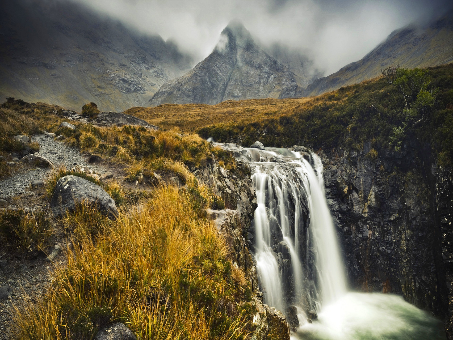 Download mobile wallpaper Landscape, Waterfalls, Mountain, Waterfall, Earth for free.