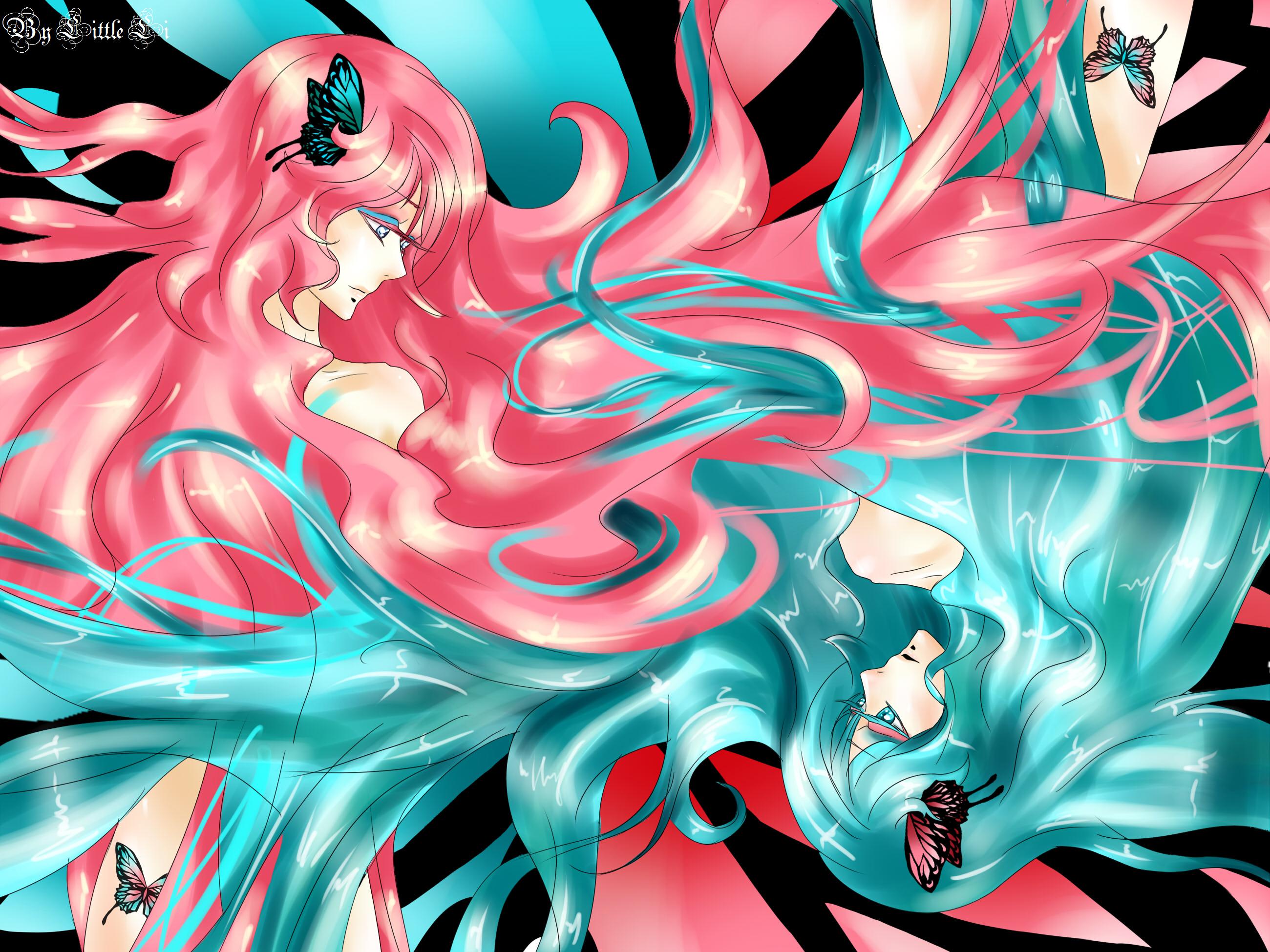 Download mobile wallpaper Anime, Fantasy, Pink, Butterfly, Vocaloid for free.