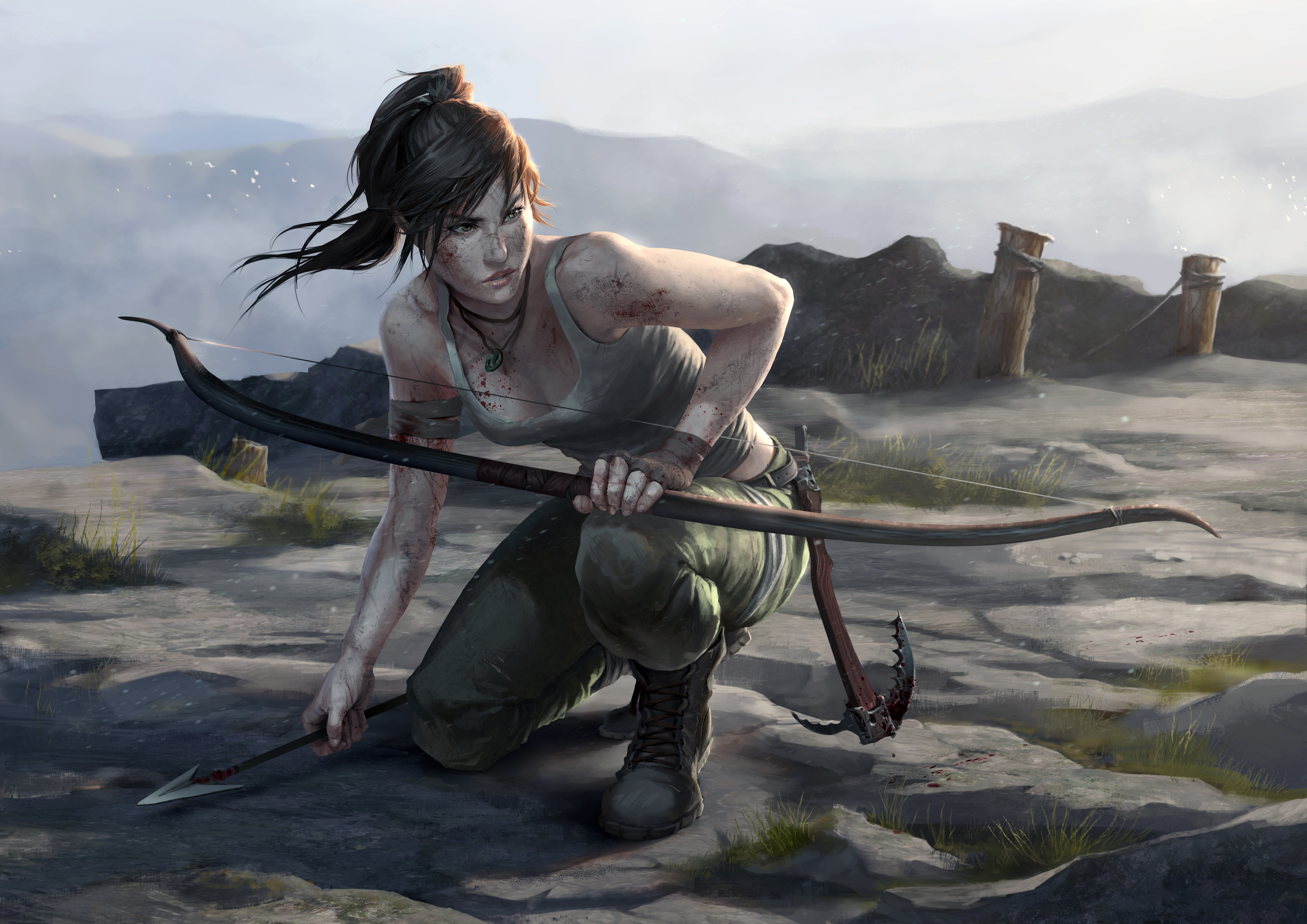 woman warrior, video game, tomb raider (2013), bow, lara croft, tomb raider