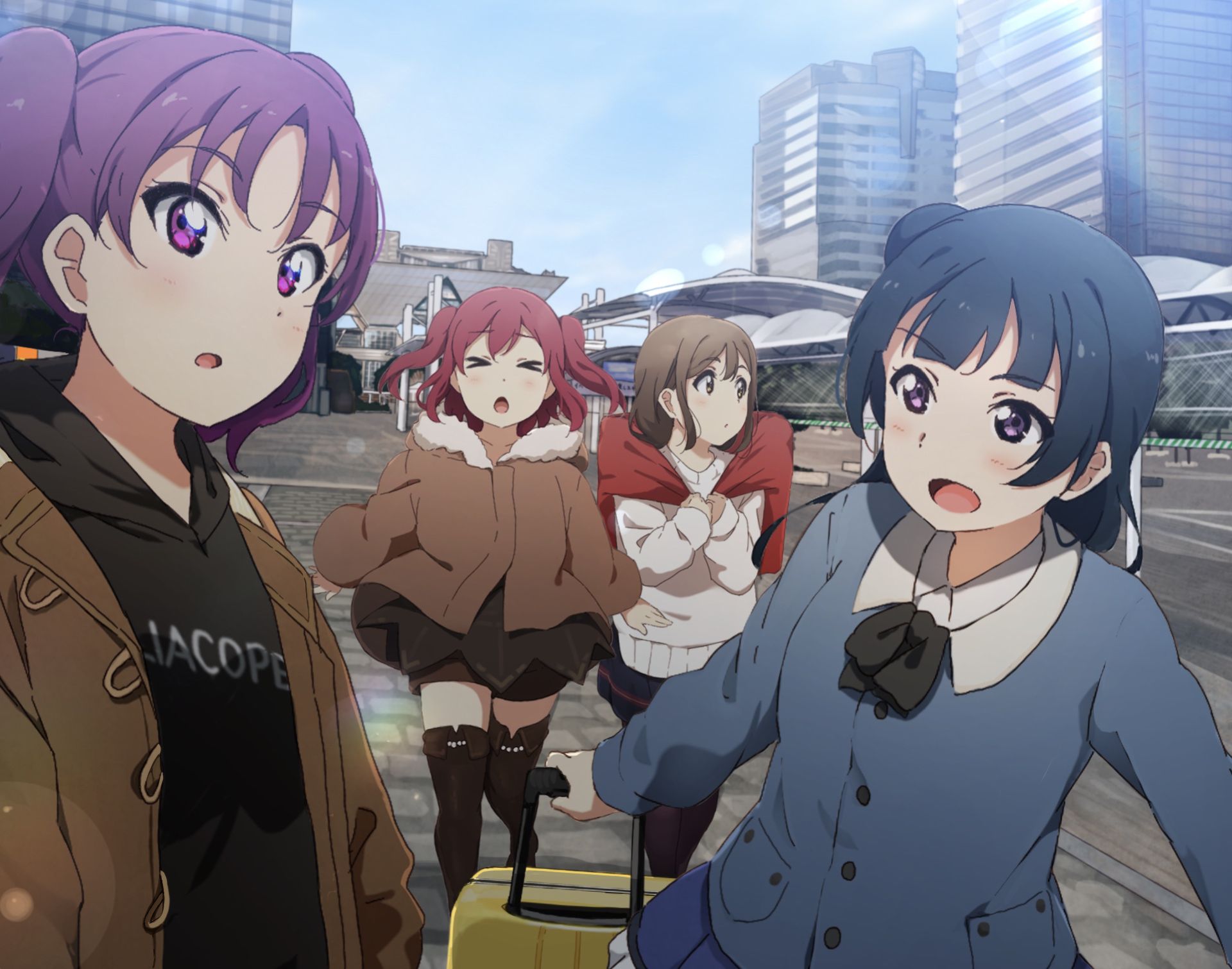 Descarga gratuita de fondo de pantalla para móvil de Animado, ¡ama Vive!, Hanamaru Kunikida, Rabu Raibu Sanshain, Yoshiko Tsushima, Rubí Kurosawa, Leah Kazuno.