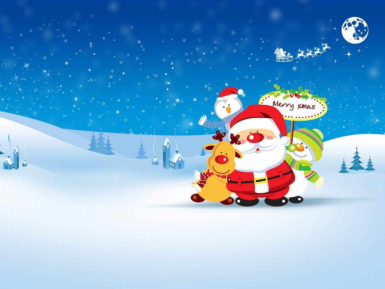 23763 скачать обои санта клаус (santa claus), праздники, рождество (christmas xmas), синие, зима, рисунки, снег - заставки и картинки бесплатно