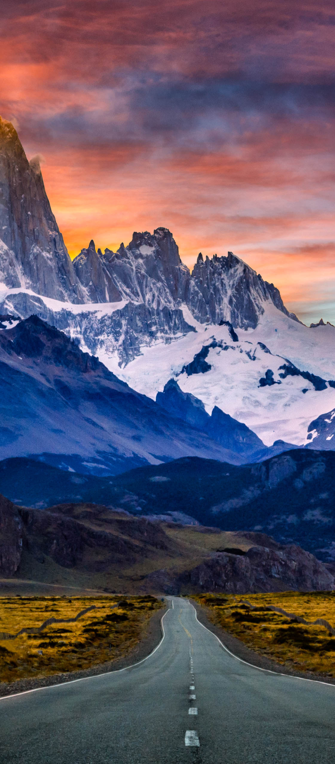Handy-Wallpaper Berg, Straße, Gebirge, Argentinien, Patagonien, Berge, Erde/natur, Berg Fitz Roy kostenlos herunterladen.