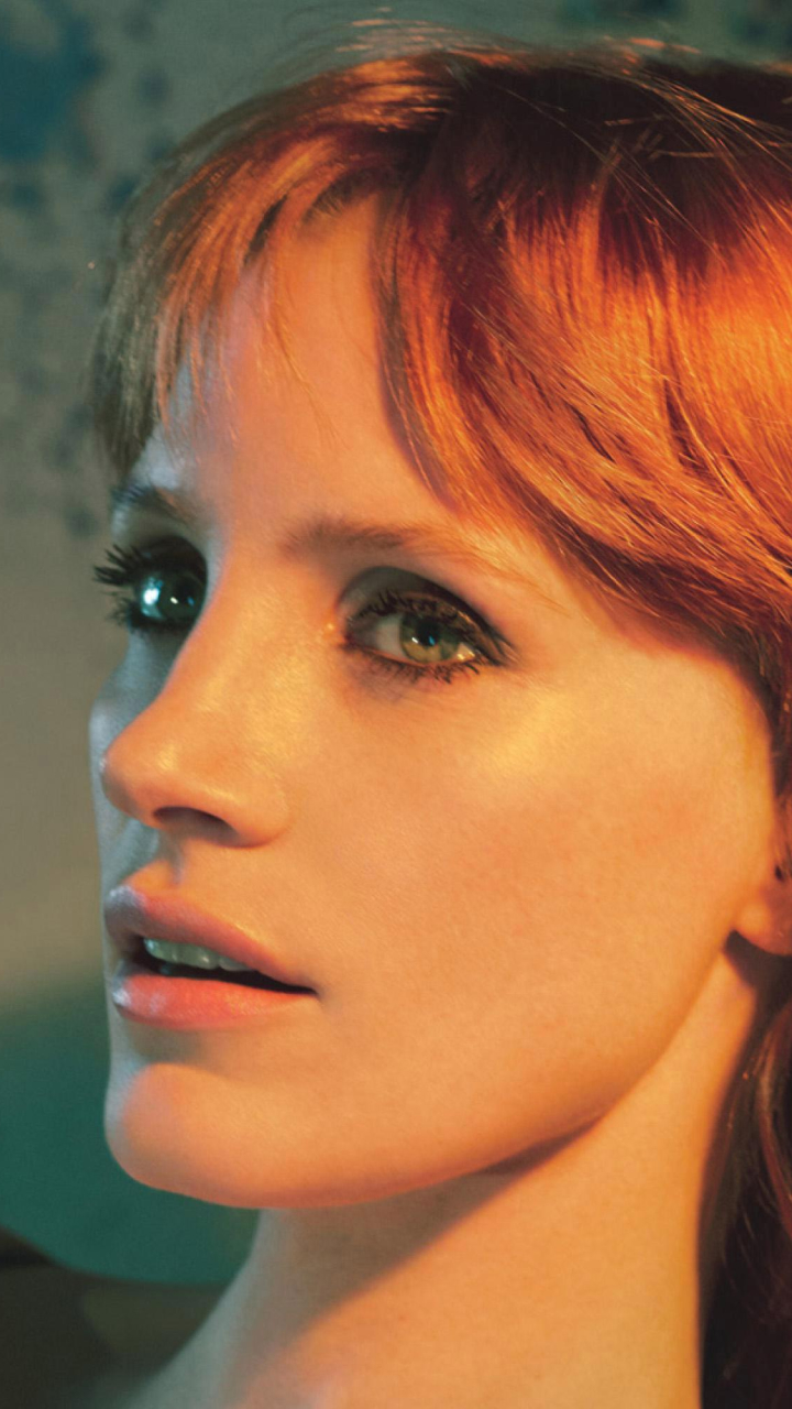 Download mobile wallpaper Redhead, Face, Blue Eyes, Celebrity, Actress, Jessica Chastain for free.