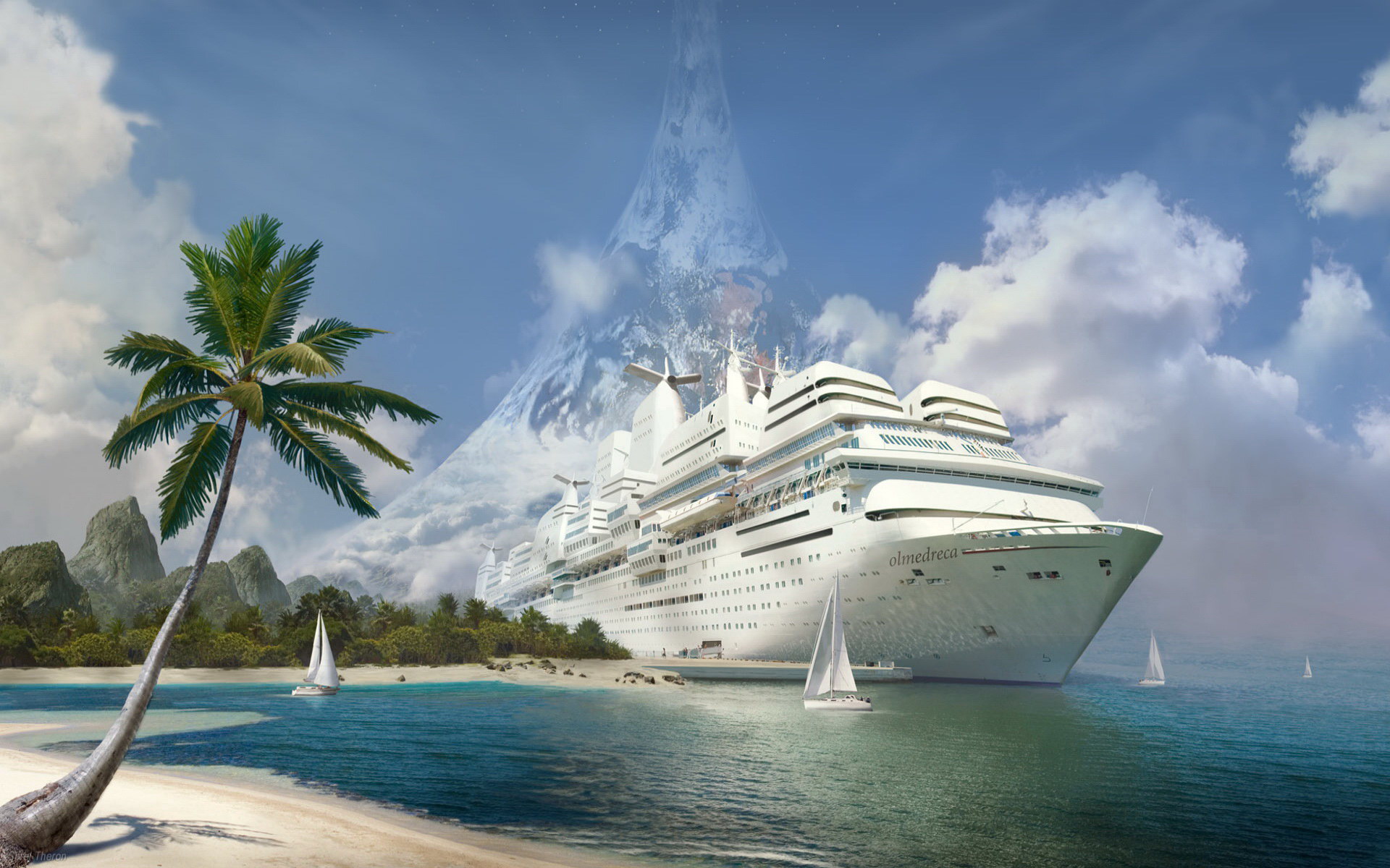 cruise ship, photography, manipulation