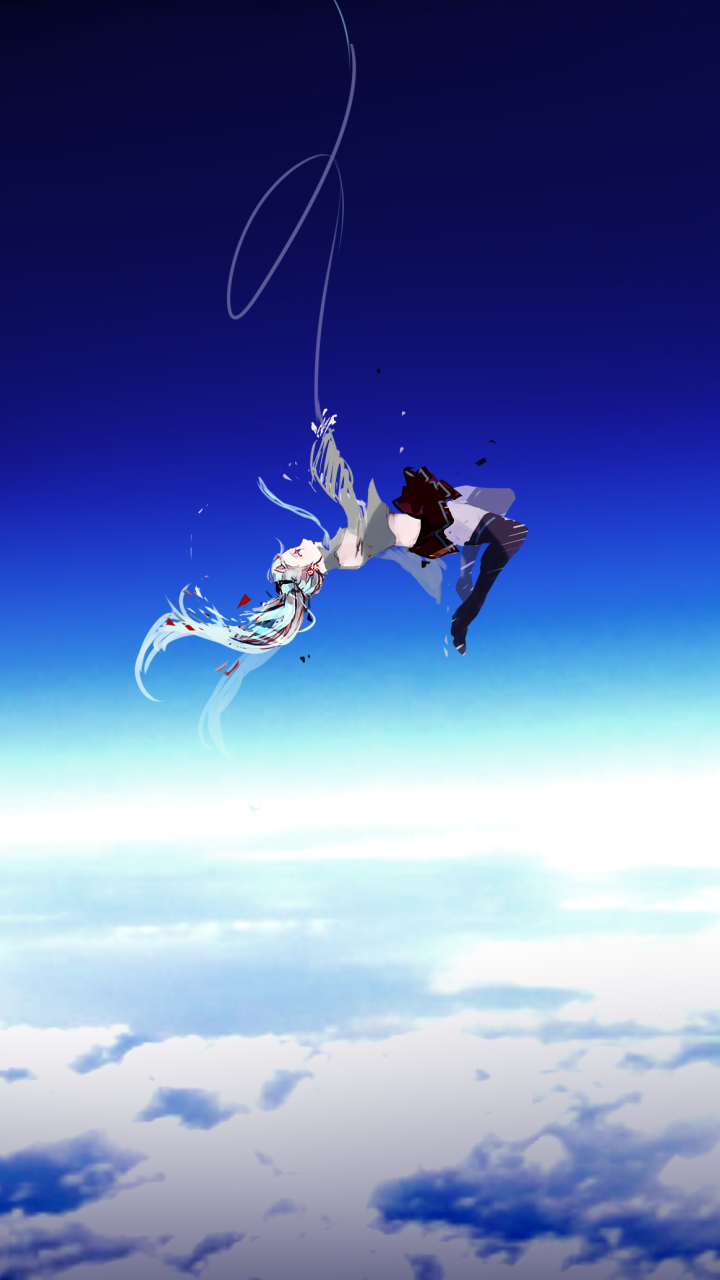 Download mobile wallpaper Anime, Sky, Vocaloid, Falling, Hatsune Miku for free.