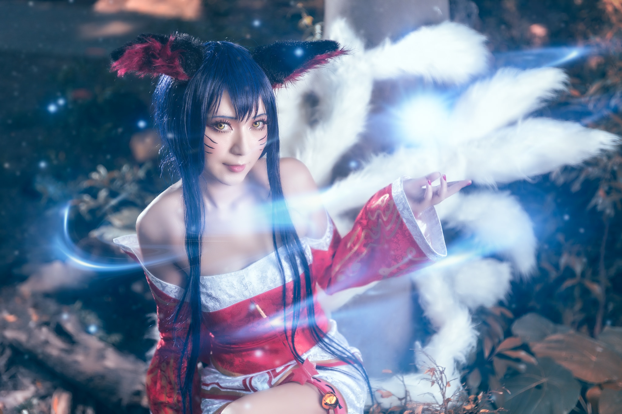 women, cosplay, ahri (league of legends), league of angels, yellow eyes