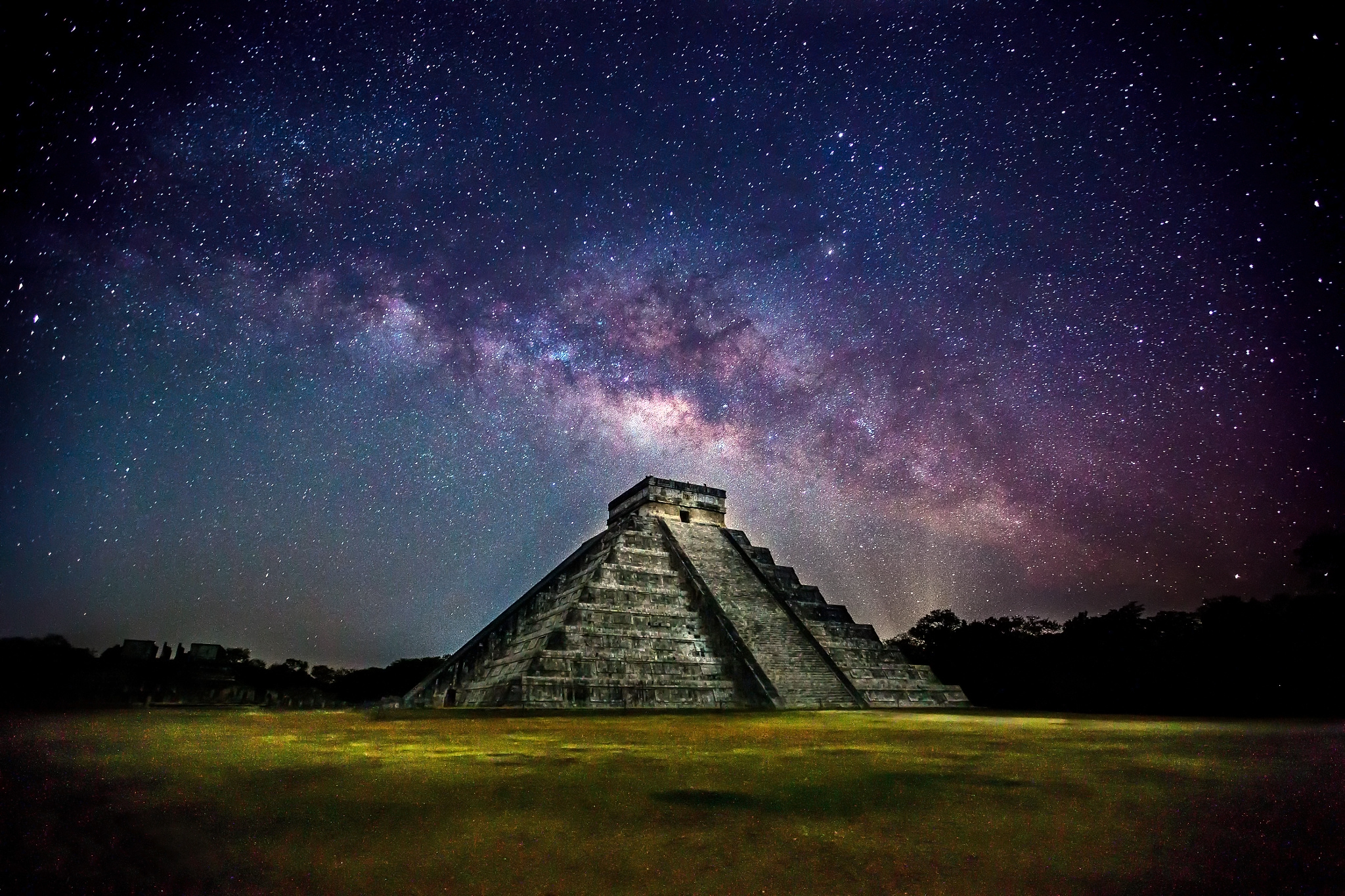 685193 скачать обои пирамида, млечный путь, чичен ица, мексика, сделано человеком, юкатан - заставки и картинки бесплатно