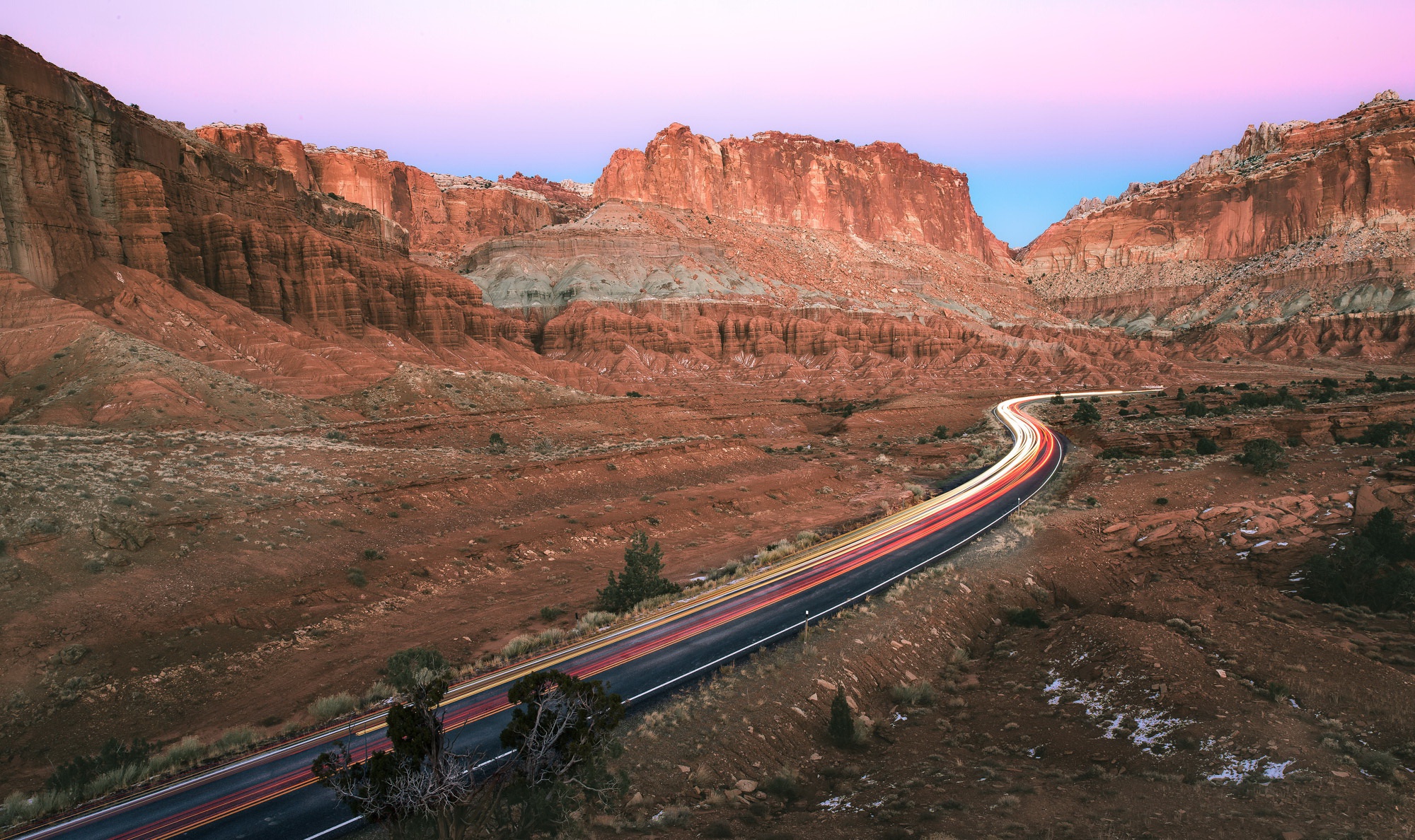 Download mobile wallpaper Landscape, Nature, Desert, Road, Man Made, Time Lapse for free.