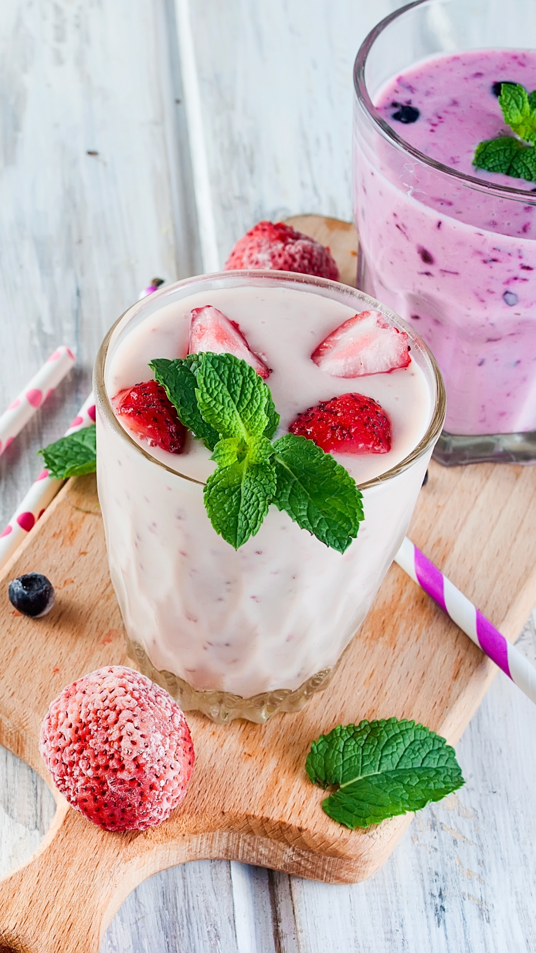 food, smoothie, strawberry, drink, straw, still life iphone wallpaper