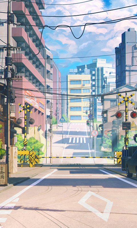 Download mobile wallpaper Anime, City, Road for free.