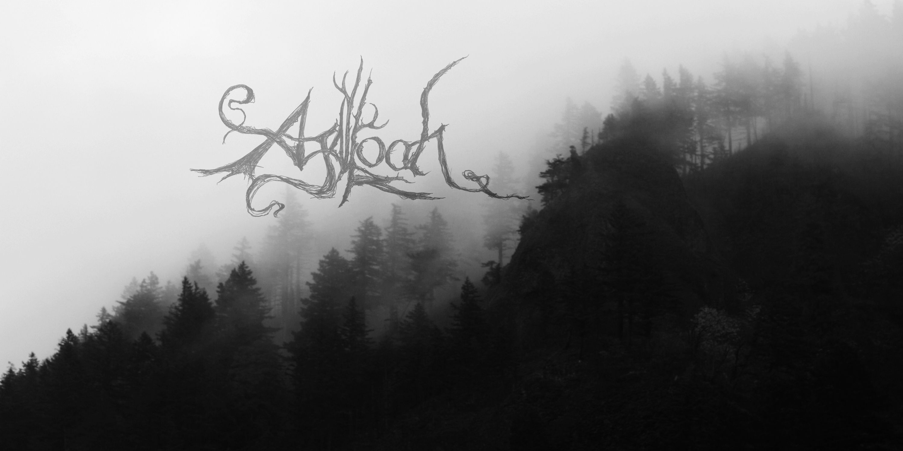music, agalloch, fog, logo, wood