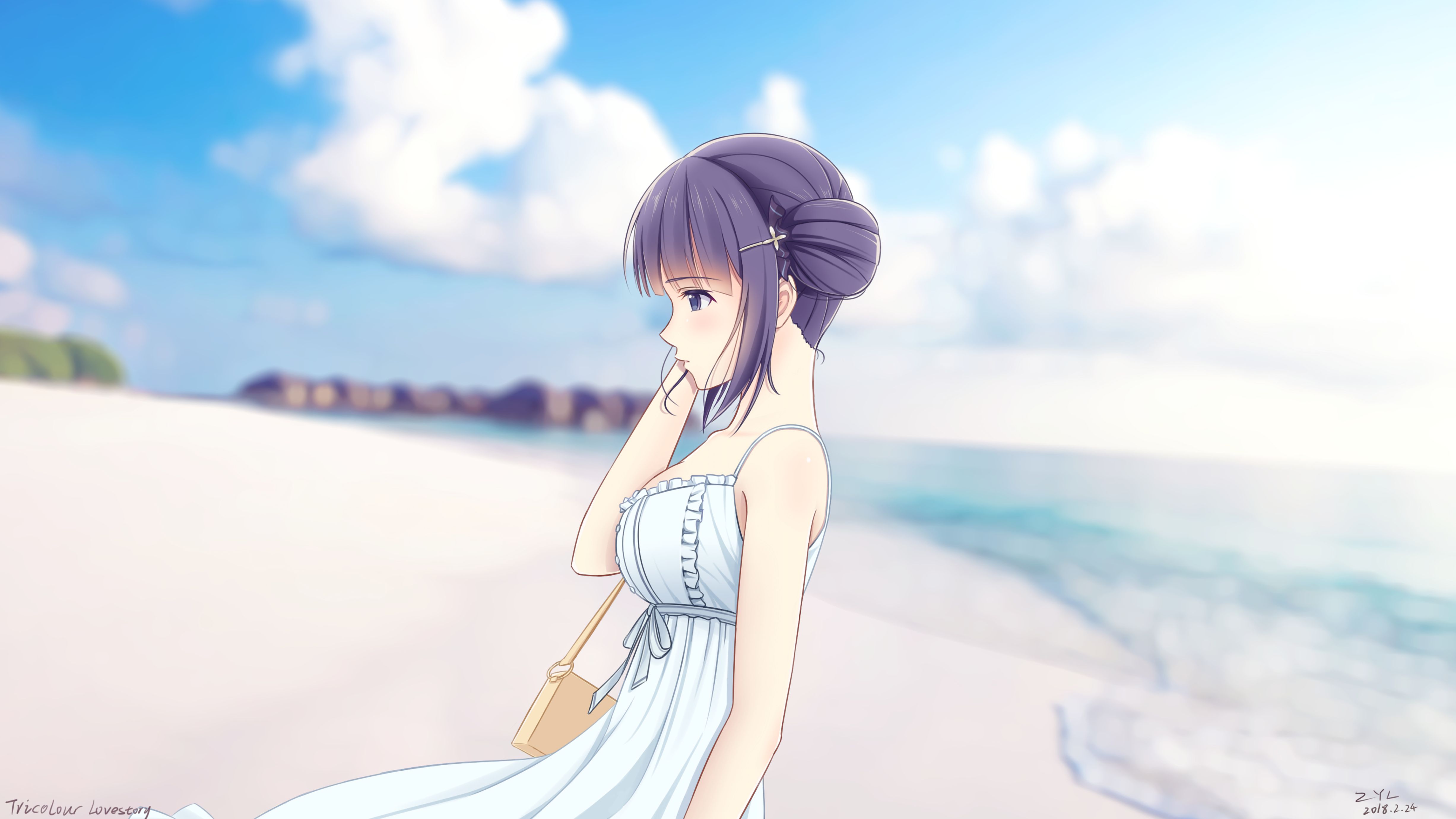 Laden Sie das Strand, Sommer, Original, Animes-Bild kostenlos auf Ihren PC-Desktop herunter