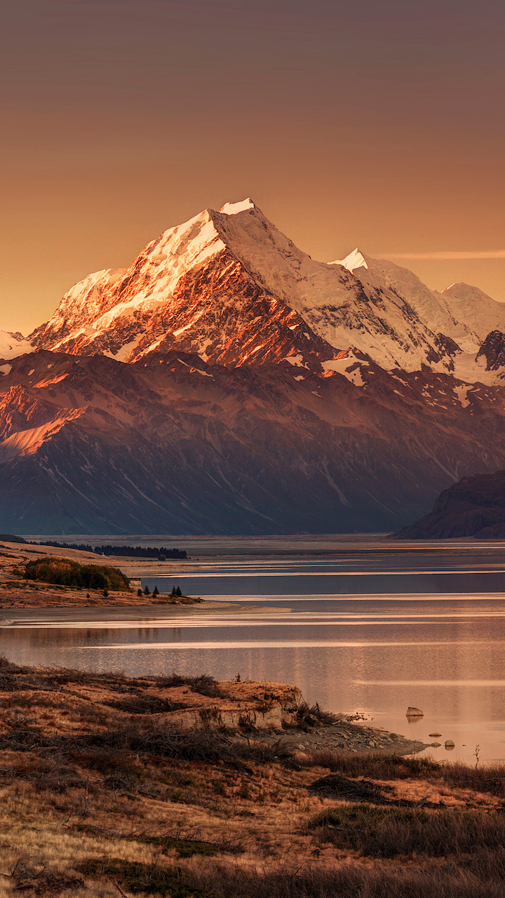 Descarga gratuita de fondo de pantalla para móvil de Paisaje, Montañas, Montaña, Nueva Zelanda, Glaciar, Lago Pukaki, Parque Nacional De Los Glaciares, Tierra/naturaleza, Aoraki/monte Cook, Aotearoa.