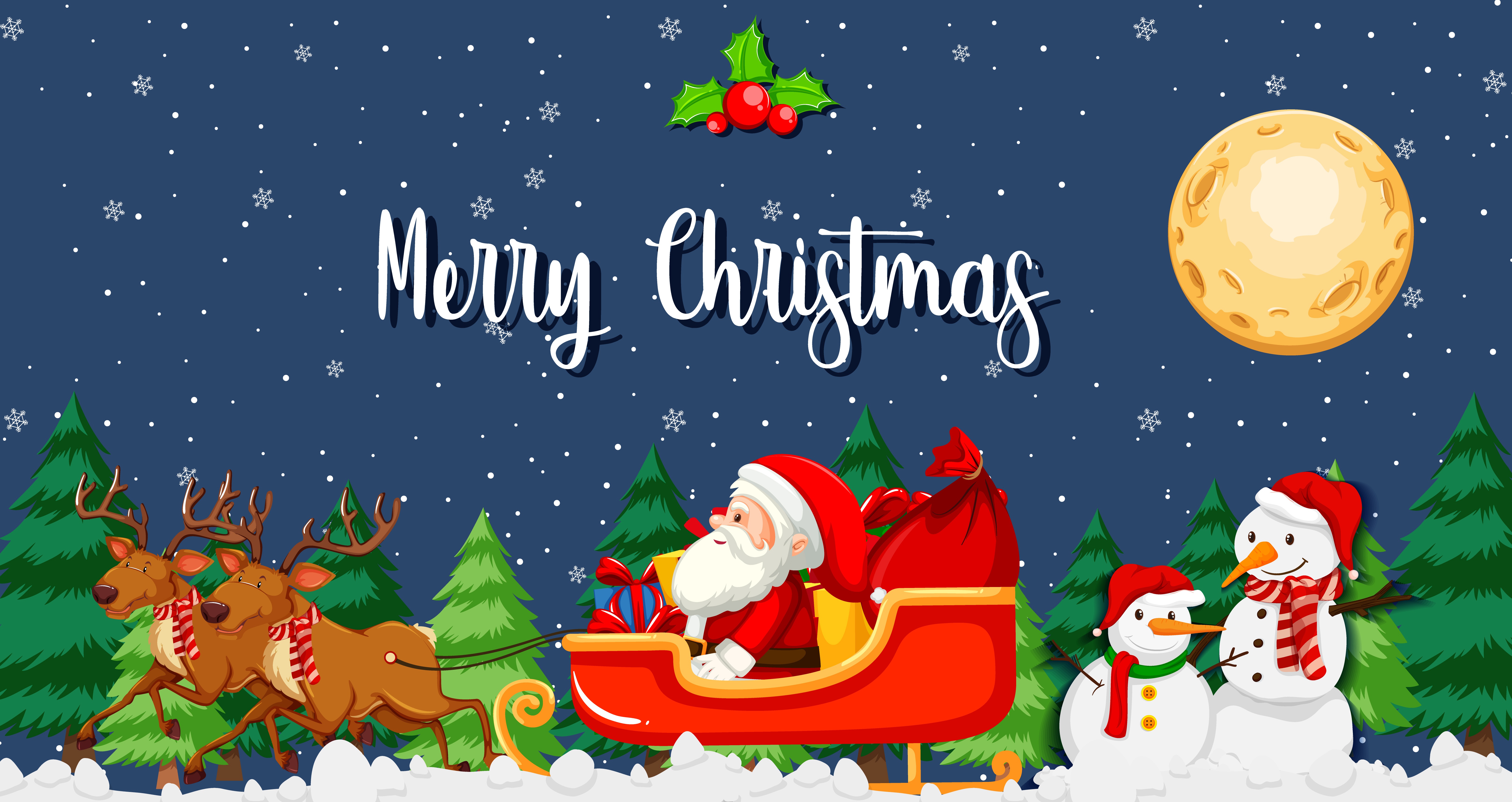 Téléchargez des papiers peints mobile Père Noël, Noël, Vacances, Bonhomme De Neige, Traîneau, Joyeux Noël gratuitement.