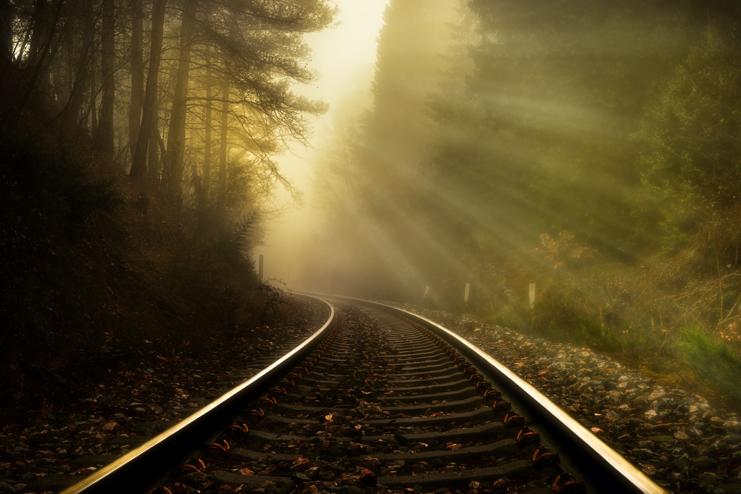 Baixar papel de parede para celular de Ferrovia, Feito Pelo Homem, Raio Solar gratuito.