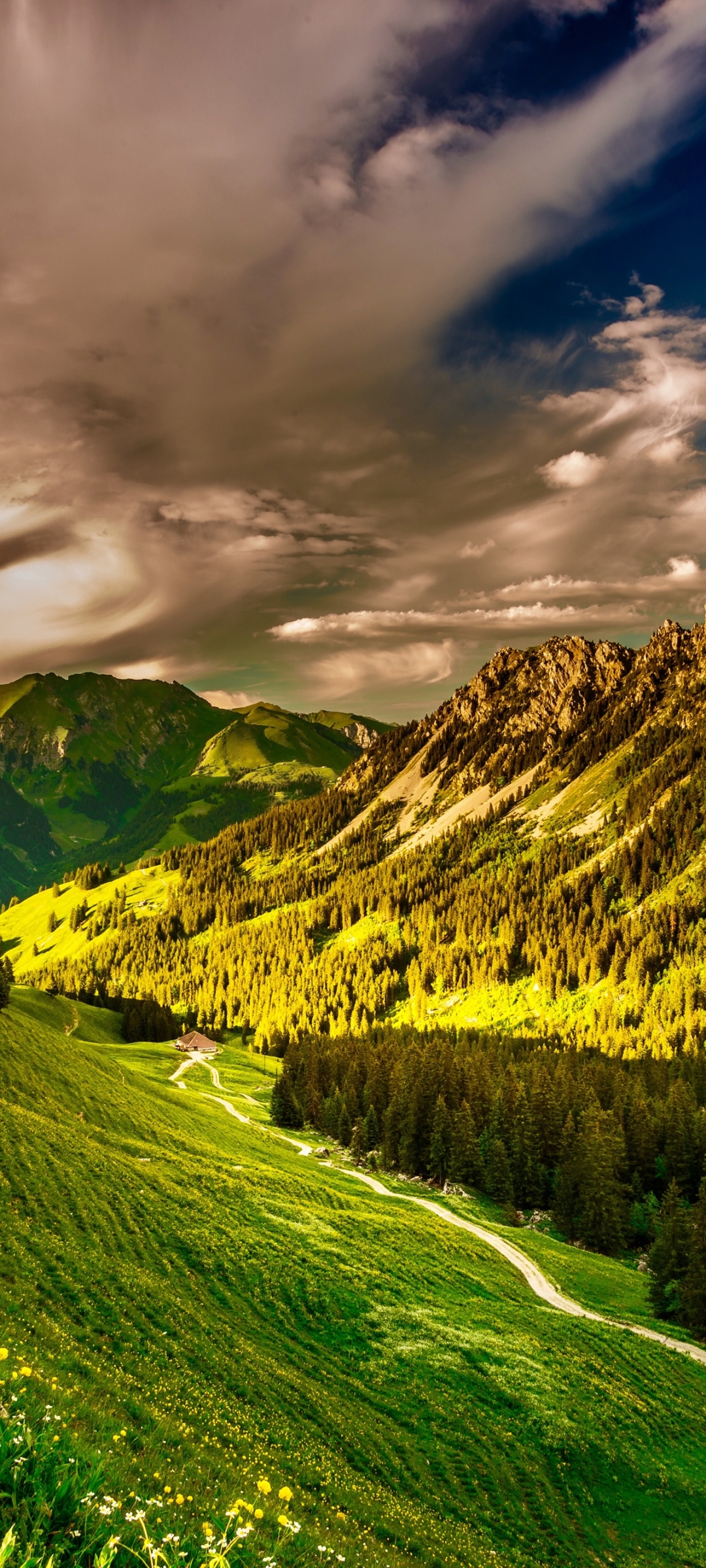 Скачать картинку Пейзаж, Природа, Гора, Зелень, Долина, Земля/природа в телефон бесплатно.