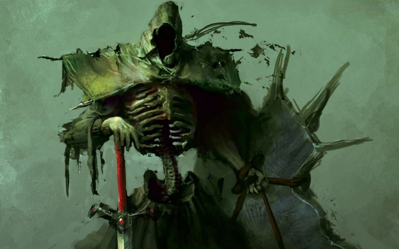 Free download wallpaper Fantasy, Dark, Warrior, Skeleton, Undead on your PC desktop