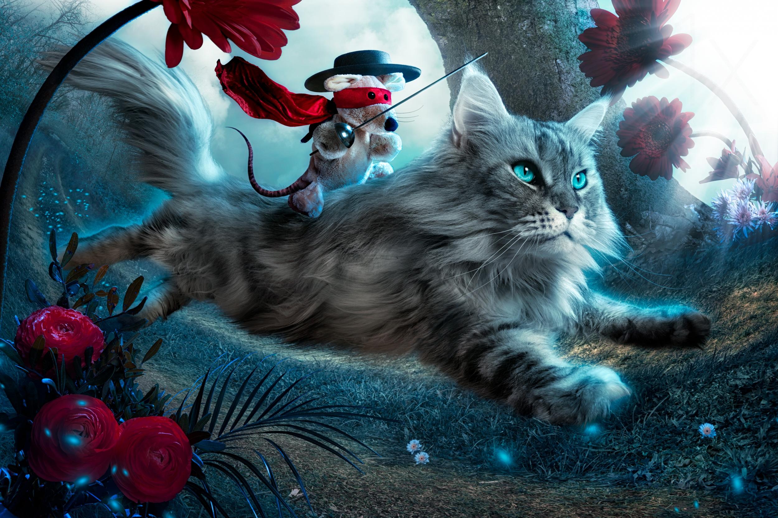 Free download wallpaper Fantasy, Cat, Fantasy Animals on your PC desktop