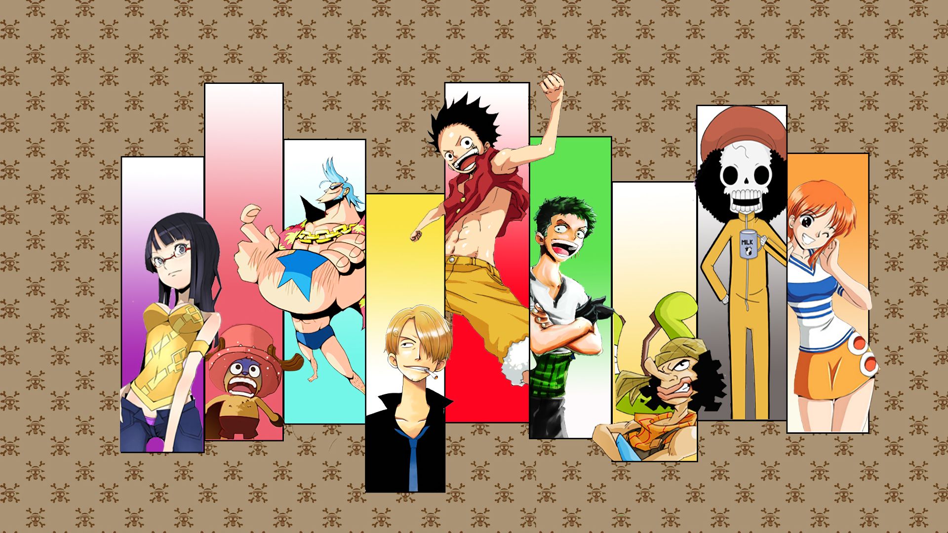Handy-Wallpaper Animes, One Piece, Tony Tony Chopper, Roronoa Zorro, Affe D Luffy, Nami (Einteiler), Sanji (Einteiler), Bach (Einteiler), Nico Robin, Franky (Einteiler) kostenlos herunterladen.