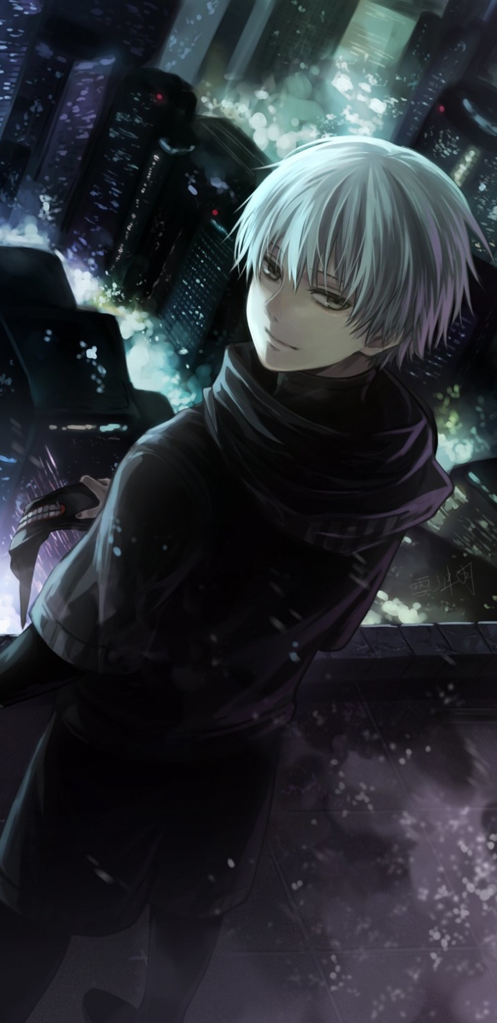 Download mobile wallpaper Anime, Night, White Hair, Ken Kaneki, Tokyo Ghoul for free.