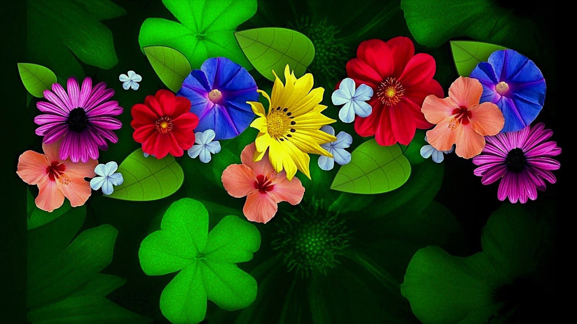 Laden Sie das Blumen, Blume, Farben, Bunt, Künstlerisch, Kleeblätter-Bild kostenlos auf Ihren PC-Desktop herunter