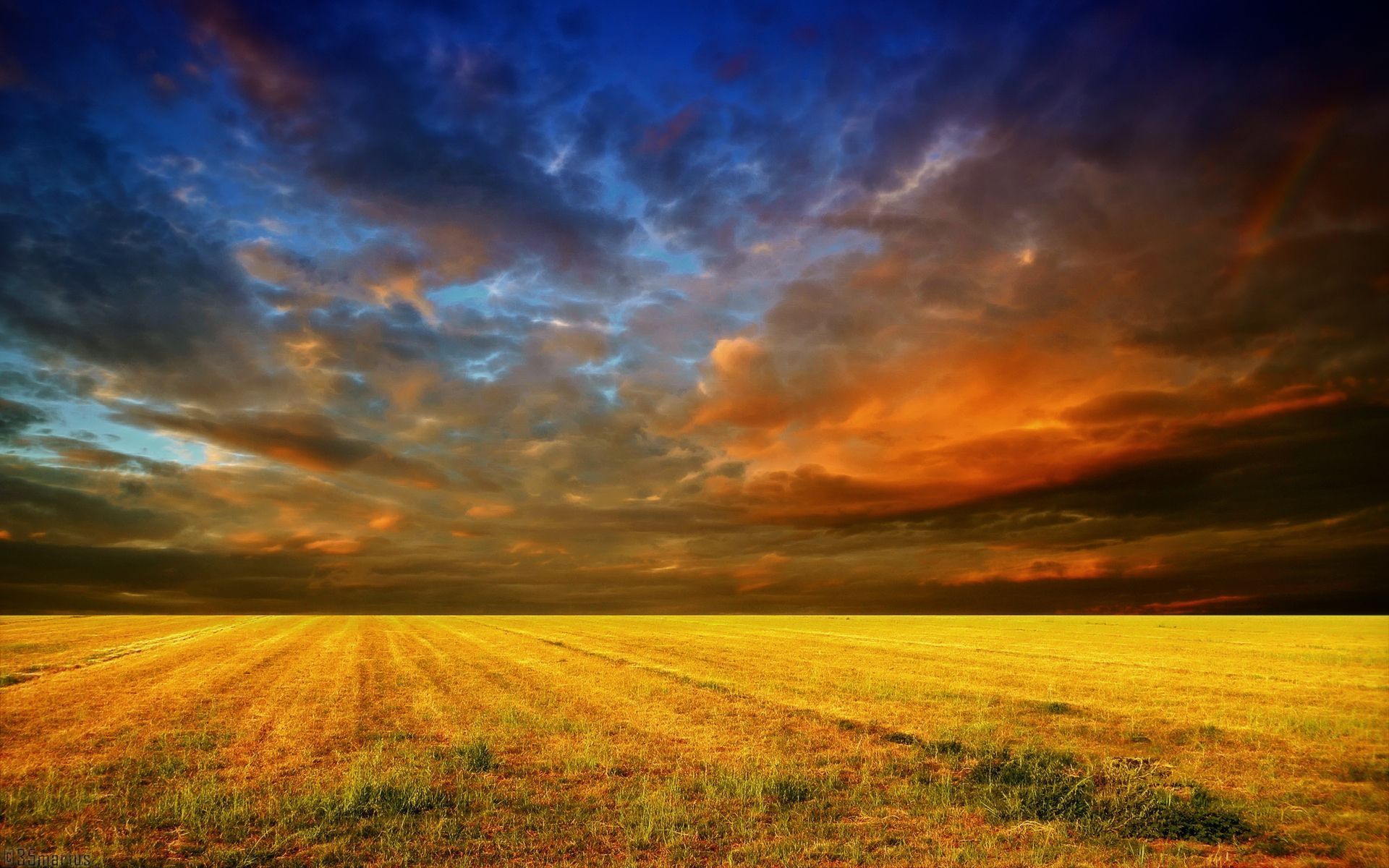 Download mobile wallpaper Hdr, Field, Photography, Earth, Cloud, Sky, Sunset, Dark for free.