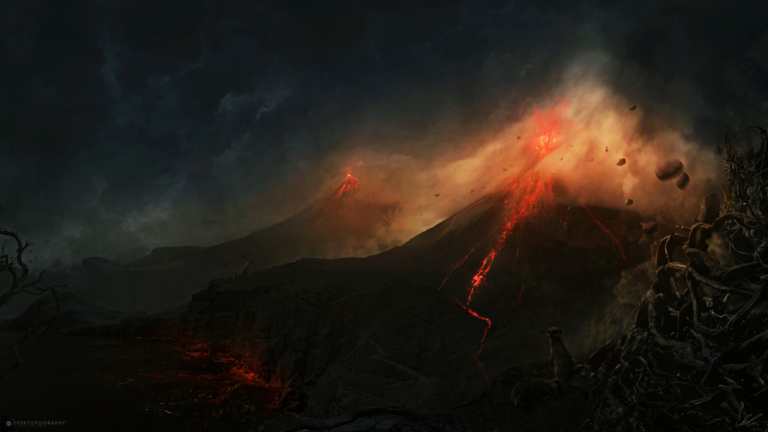 Free download wallpaper Fantasy, Artistic, Volcano, Lava on your PC desktop