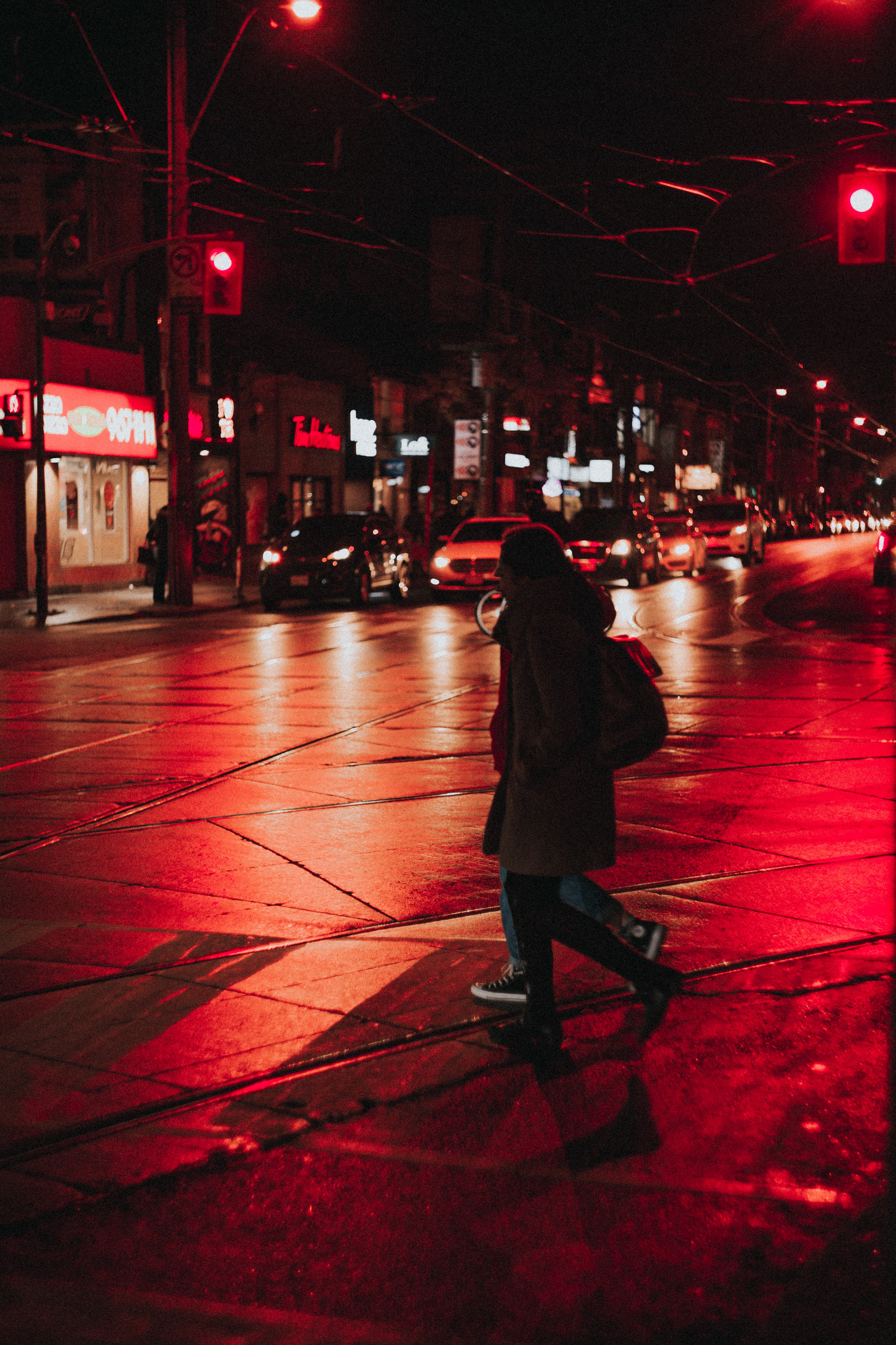 street, night, city, dark, human, person Image for desktop