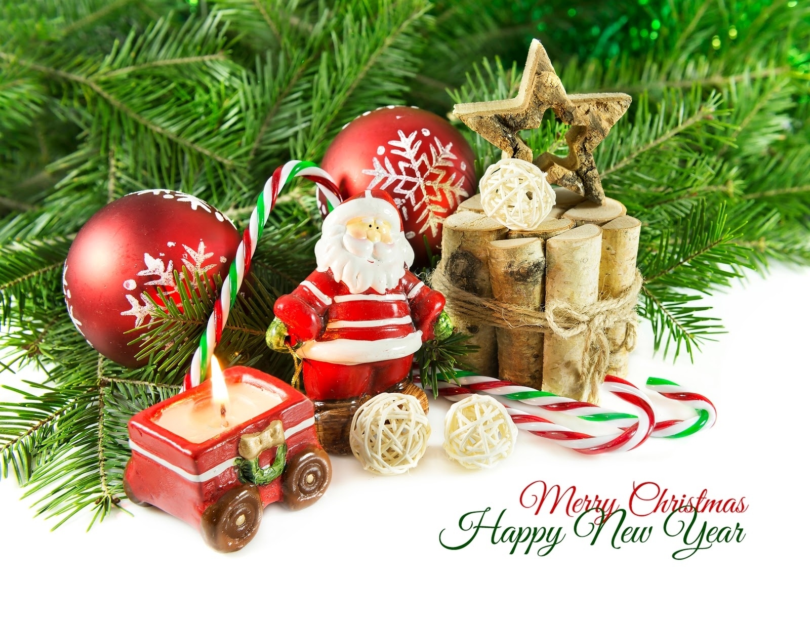 Free download wallpaper New Year, Santa Claus, Christmas, Holiday, Decoration, Candle, Star, Merry Christmas, Happy New Year on your PC desktop