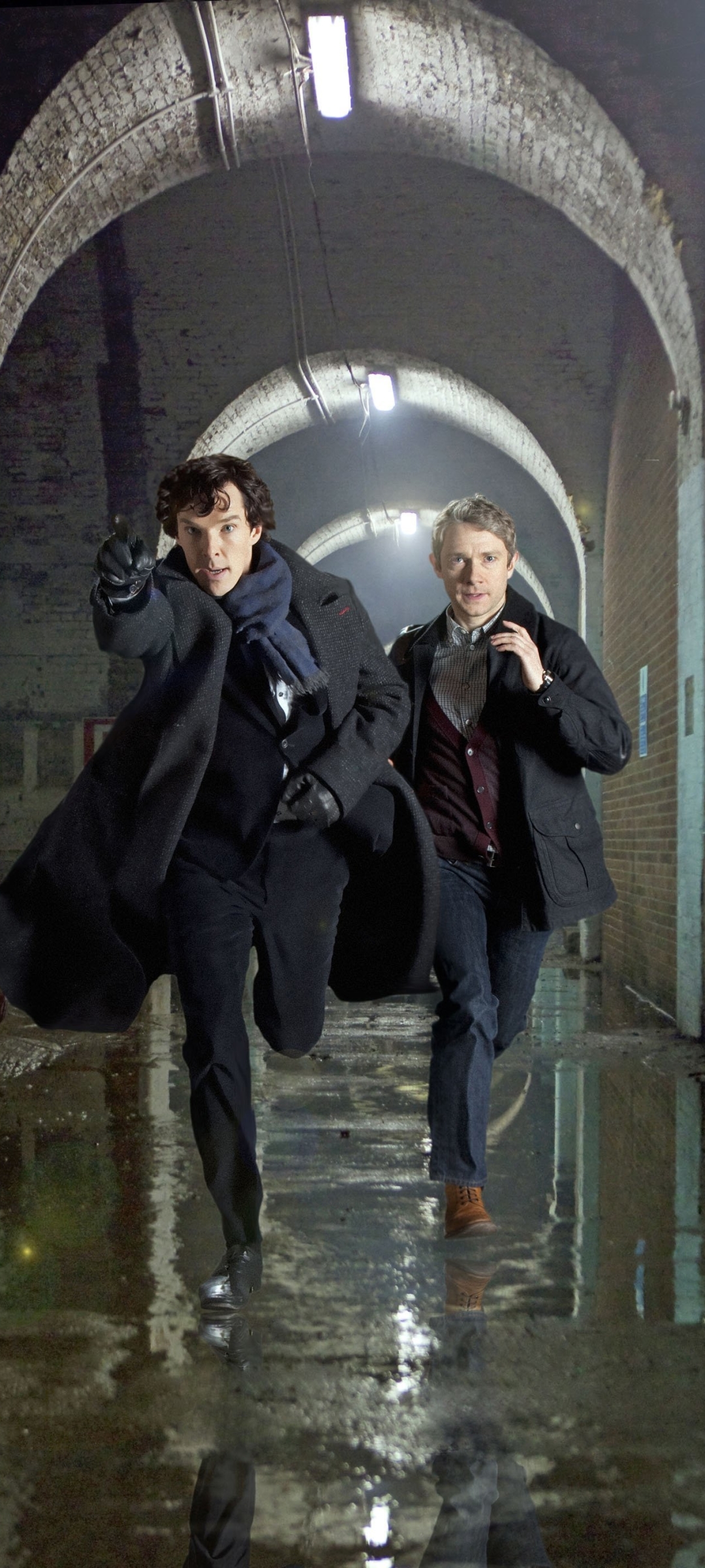 Handy-Wallpaper Schauspieler, Sherlock, Benedict Cumberbatch, Fernsehserien, Sherlock Holmes, Dr Watson, Martin Freimann kostenlos herunterladen.