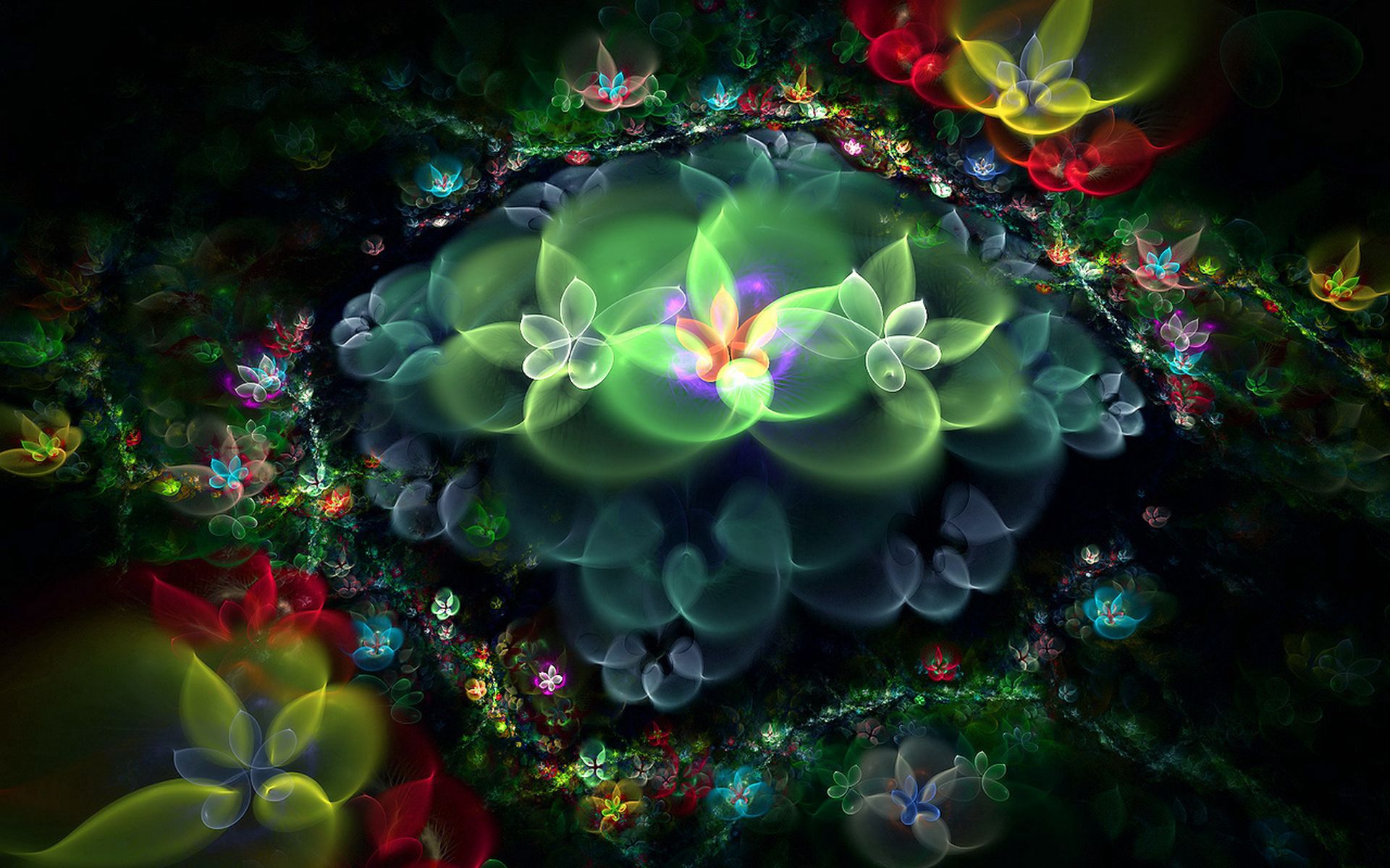 Laden Sie das Fraktale, Licht, Abstrakt, Blumen, Hell Gefärbt, Hintergrund-Bild kostenlos auf Ihren PC-Desktop herunter