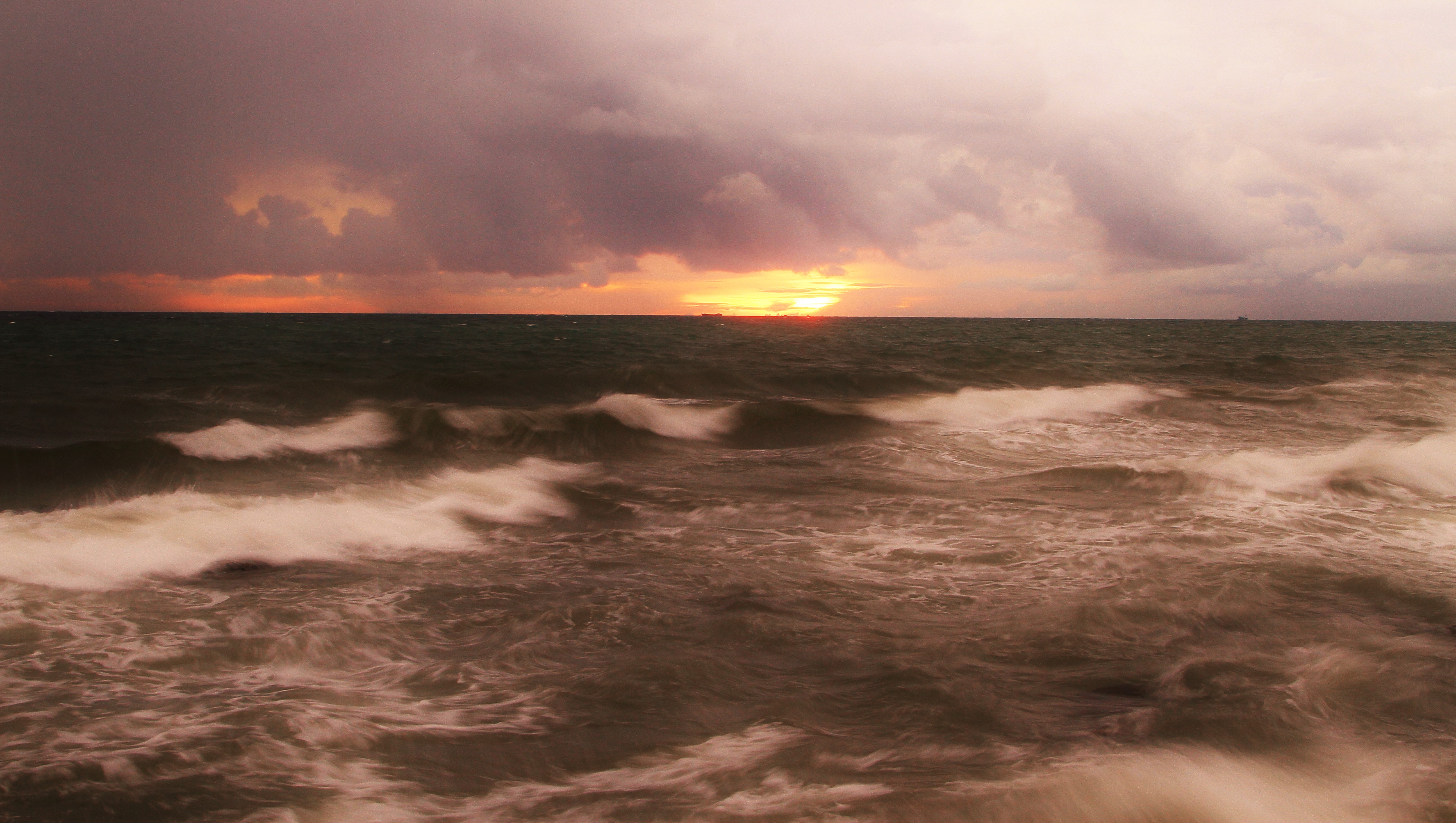 Download mobile wallpaper Sunset, Beach, Horizon, Ocean, Earth, Wave for free.