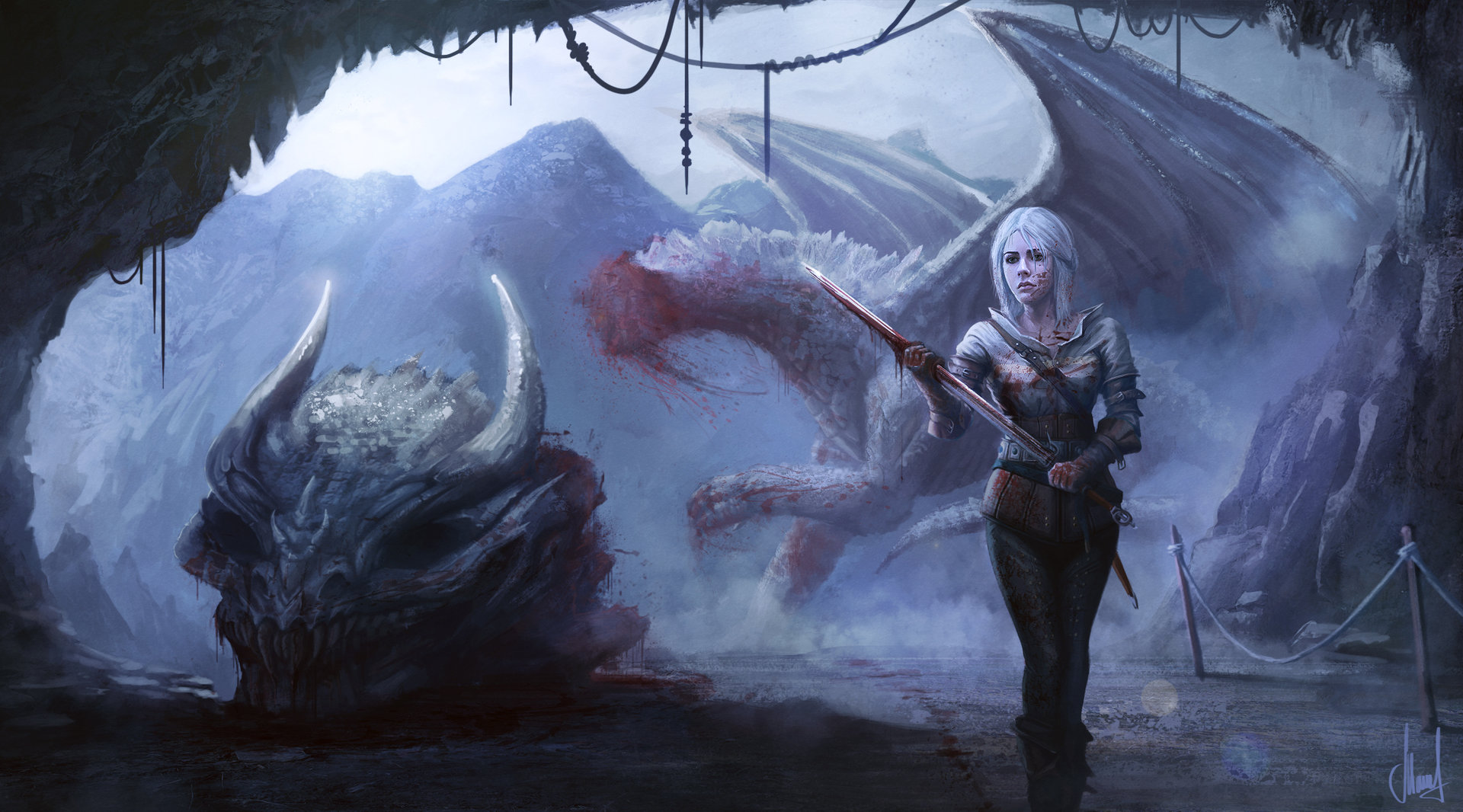 the witcher 3: wild hunt, ciri (the witcher), video game, dragon, the witcher
