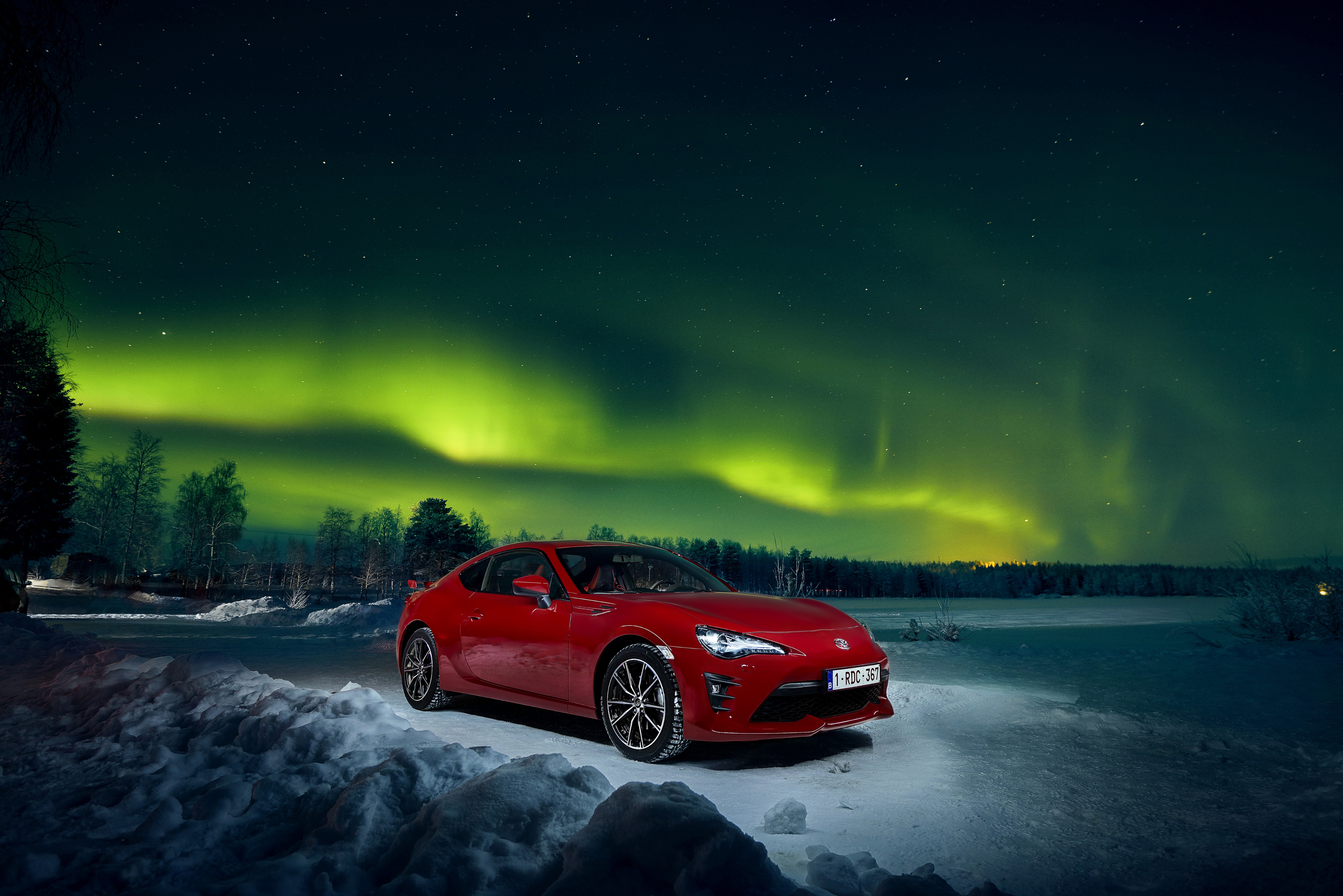 toyota 86, vehicles, aurora borealis, car, night, toyota