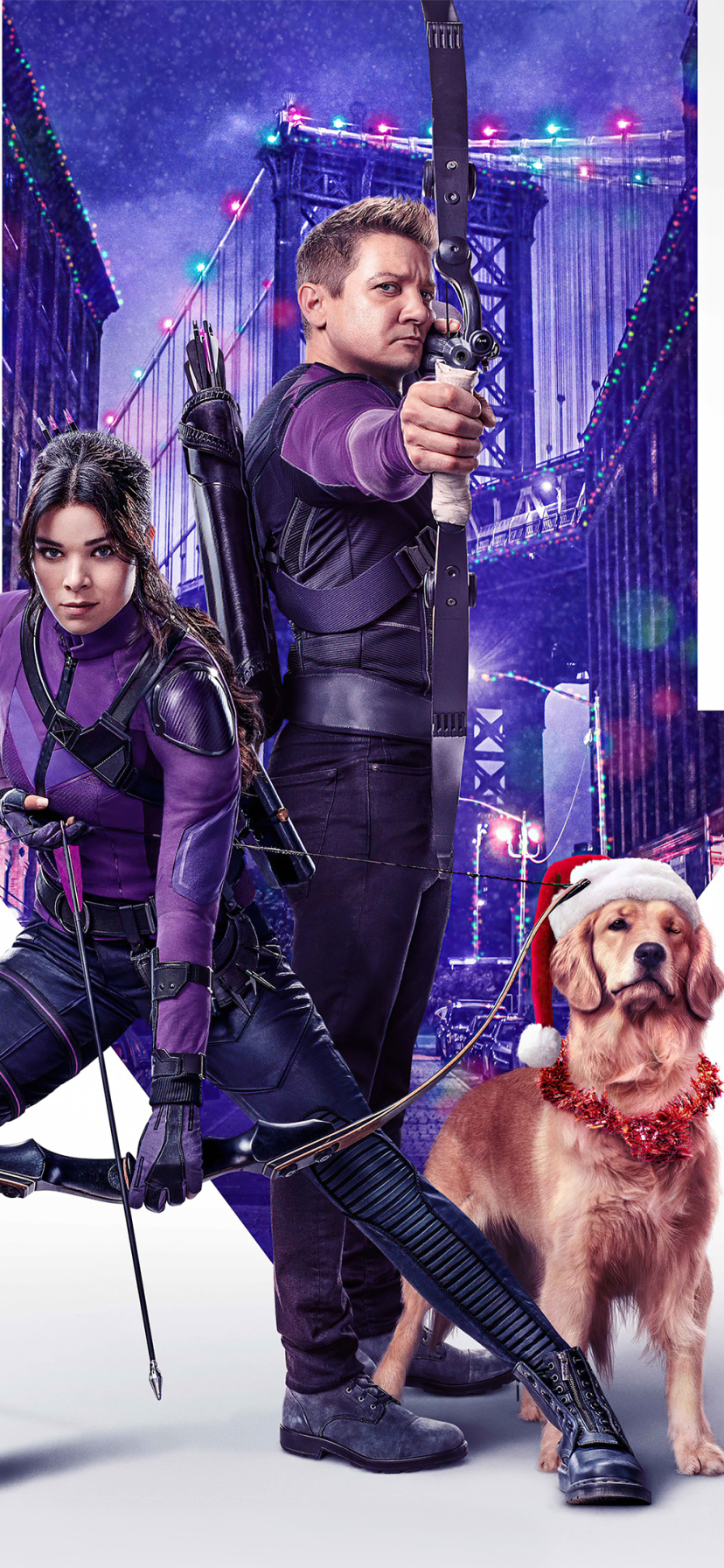 Download mobile wallpaper Tv Show, Hailee Steinfeld, Clint Barton, Hawkeye, Jeremy Renner, Kate Bishop, Lucky The Pizza Dog for free.